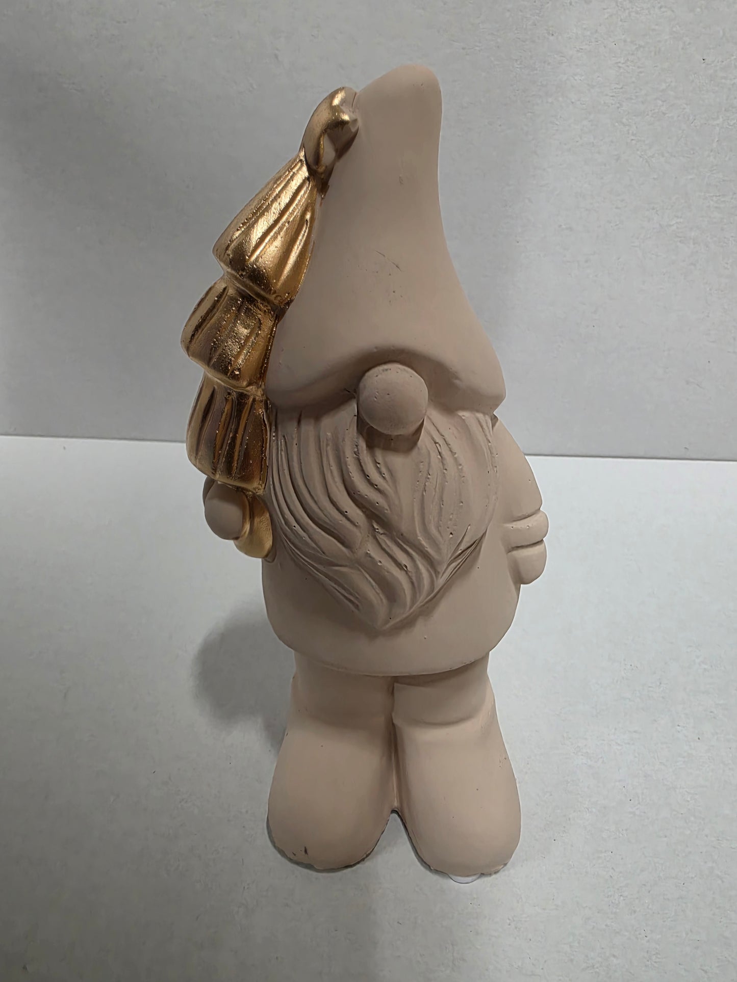 Cement Xmas Gnome Beige 19x9cm