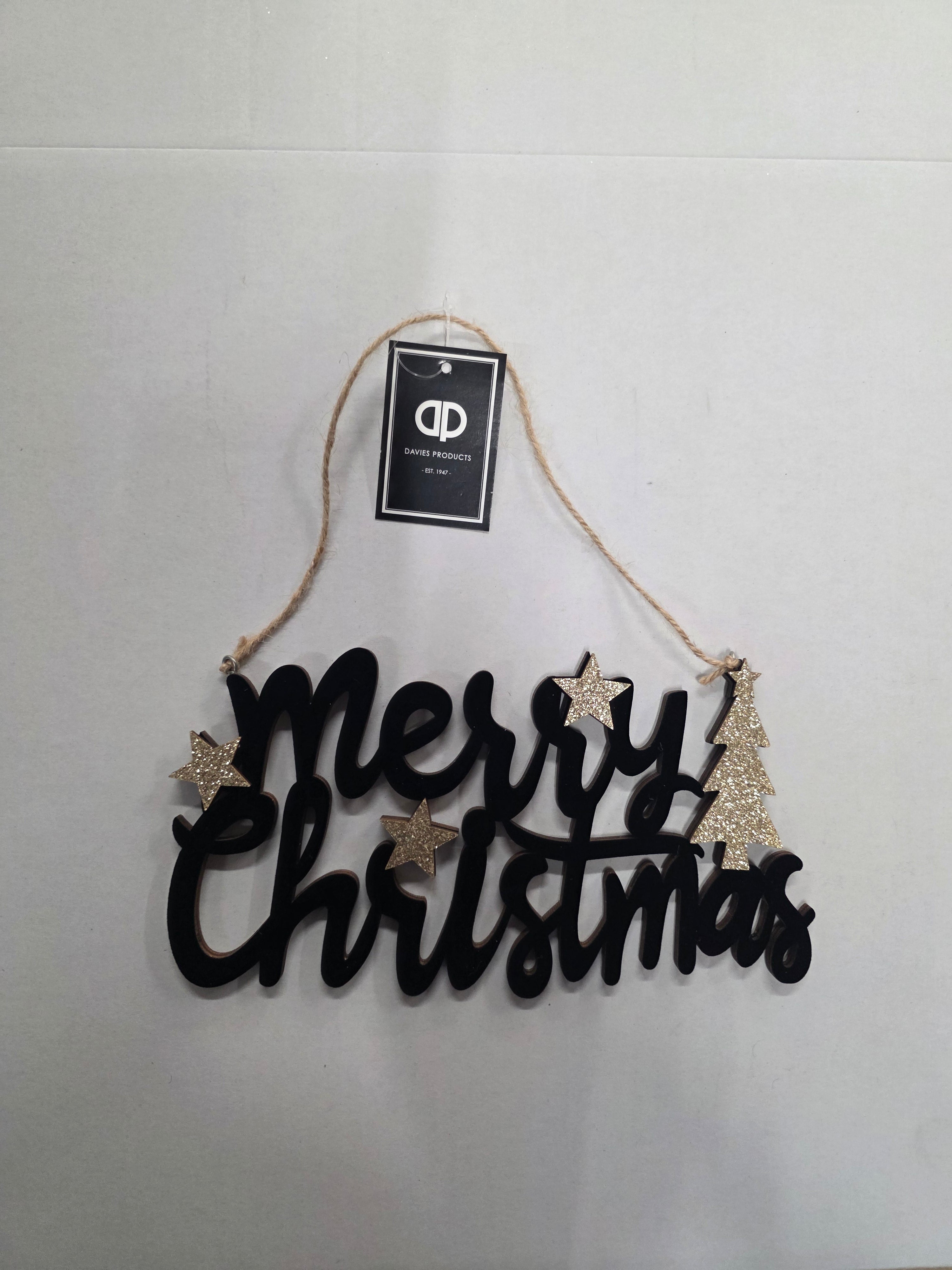 Hanging Wooden Dec Black 22x10cm  (PACK OF 2)