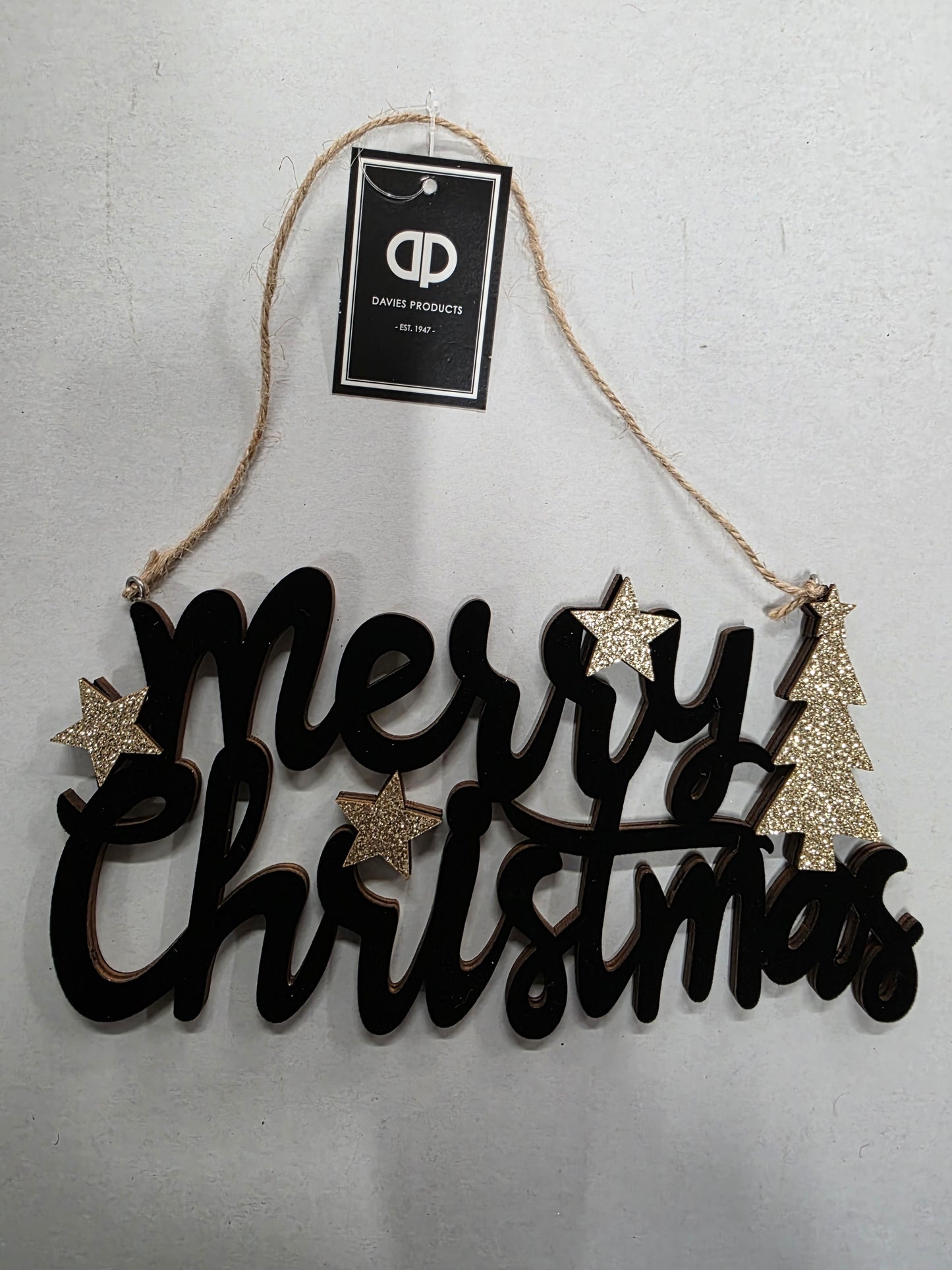 Hanging Wooden Dec Black 22x10cm