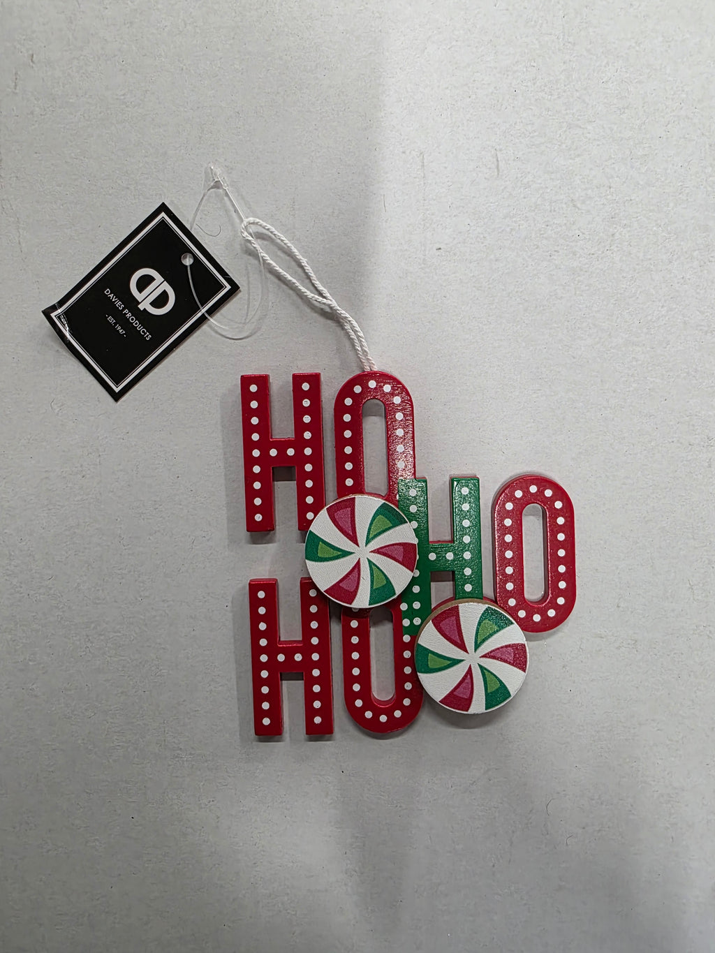 Ho Ho Ho Candy Hanger Wood 12cm  (PACK OF 2)