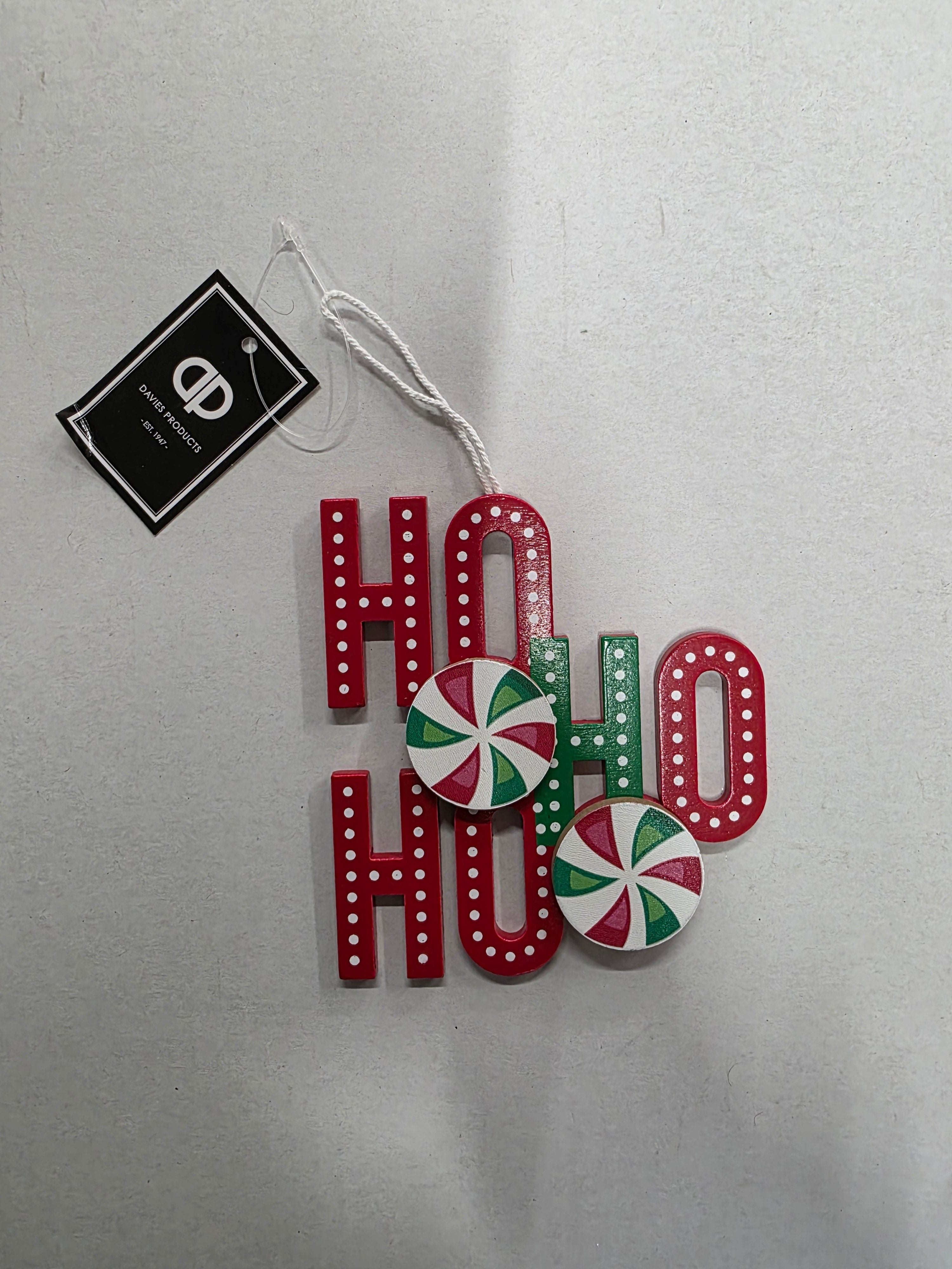 Ho Ho Ho Candy Hanger Wood 12cm  (PACK OF 2)
