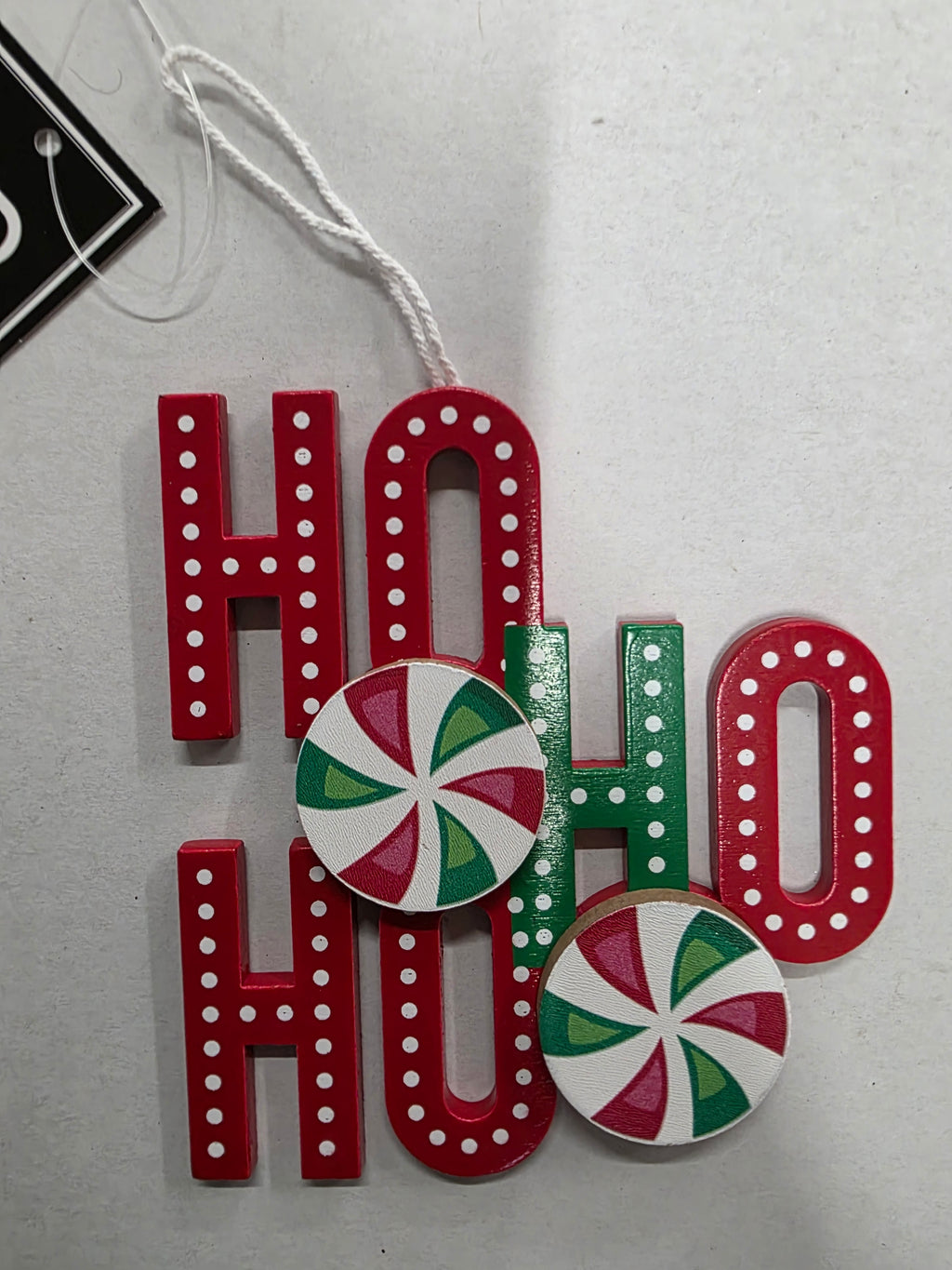 Ho Ho Ho Candy Hanger Wood 12cm  (PACK OF 2)