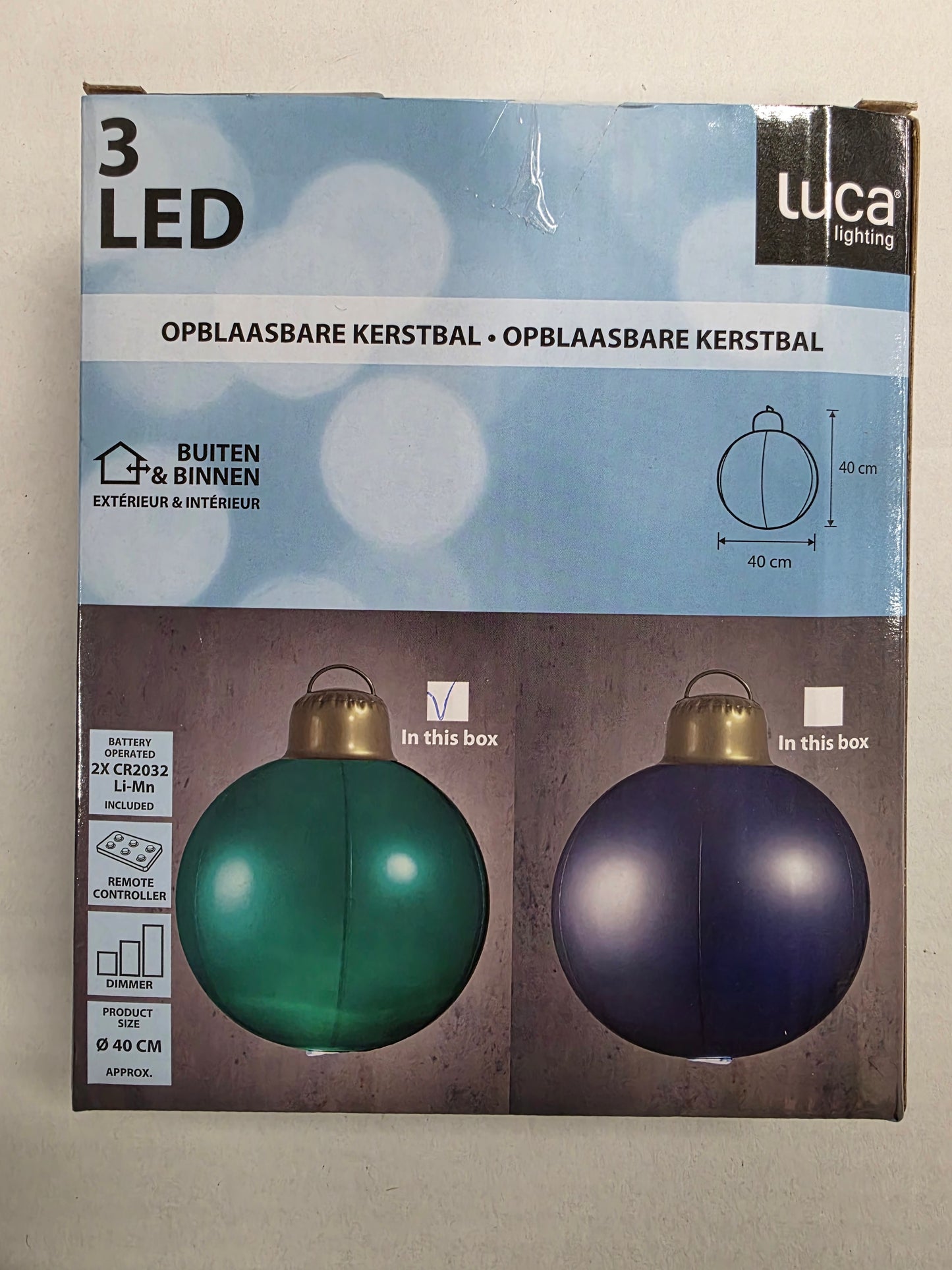 L E D Inflatable Bauble 40cm Green