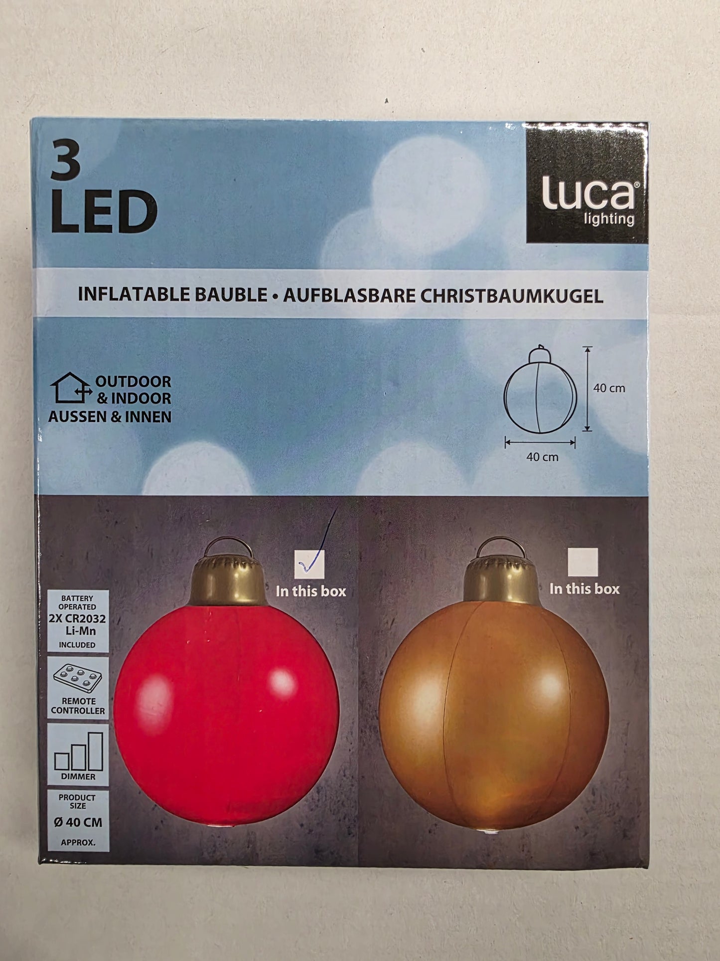 L E D Inflatable Bauble 40cm Red