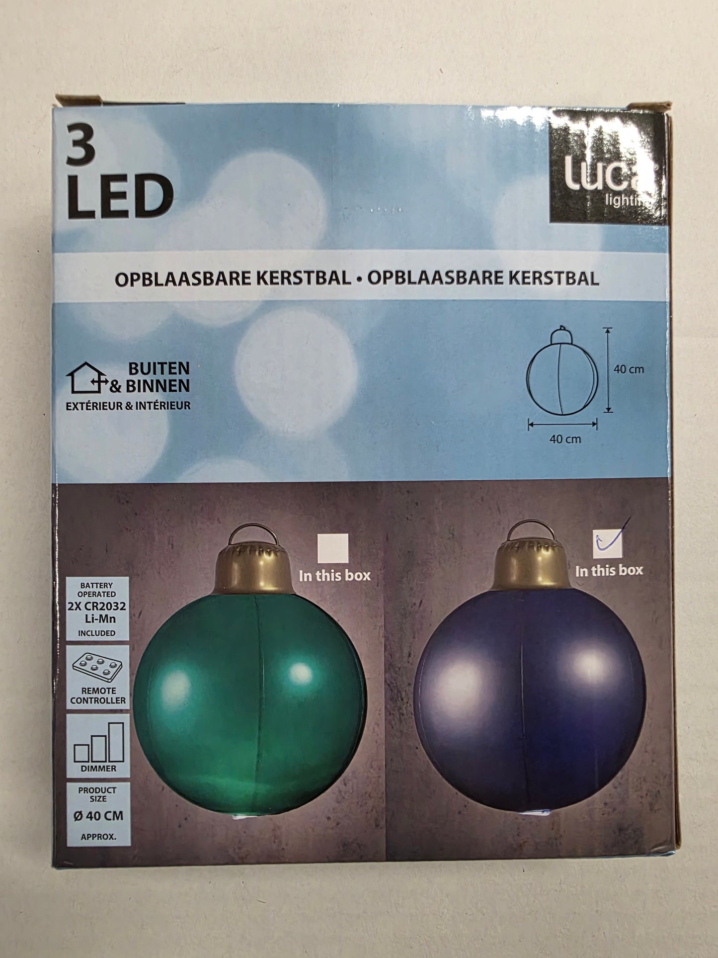 L E D Inflatable Bauble 40cm Silver