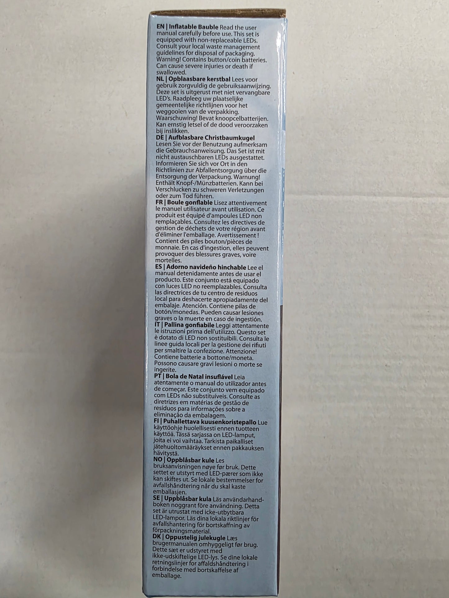 L E D Inflatable Bauble 40cm Silver