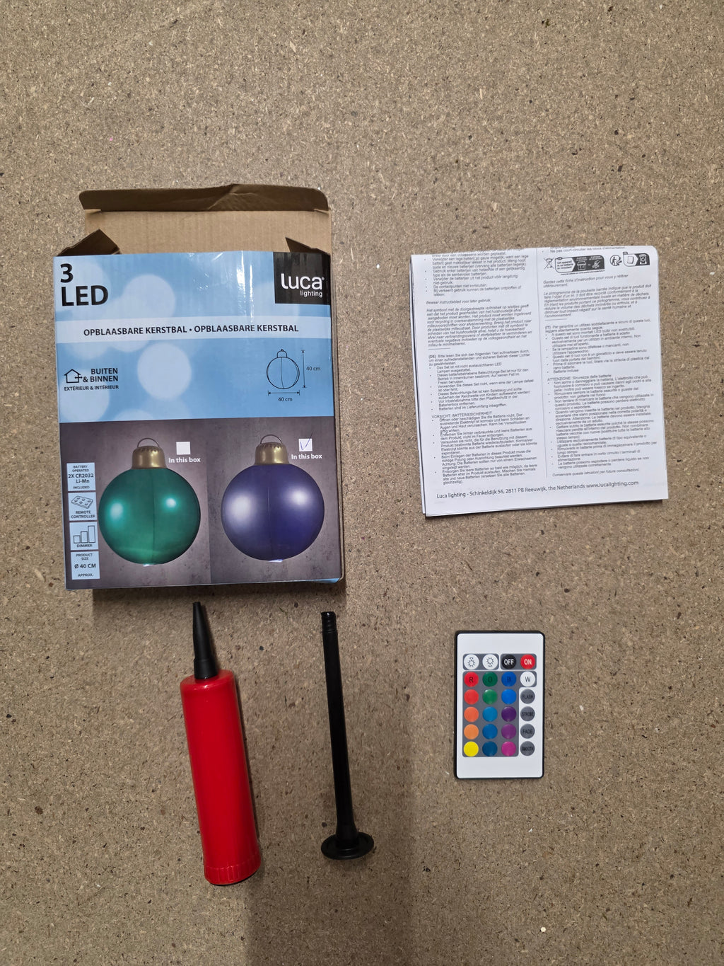 L E D Inflatable Bauble 40cm Red