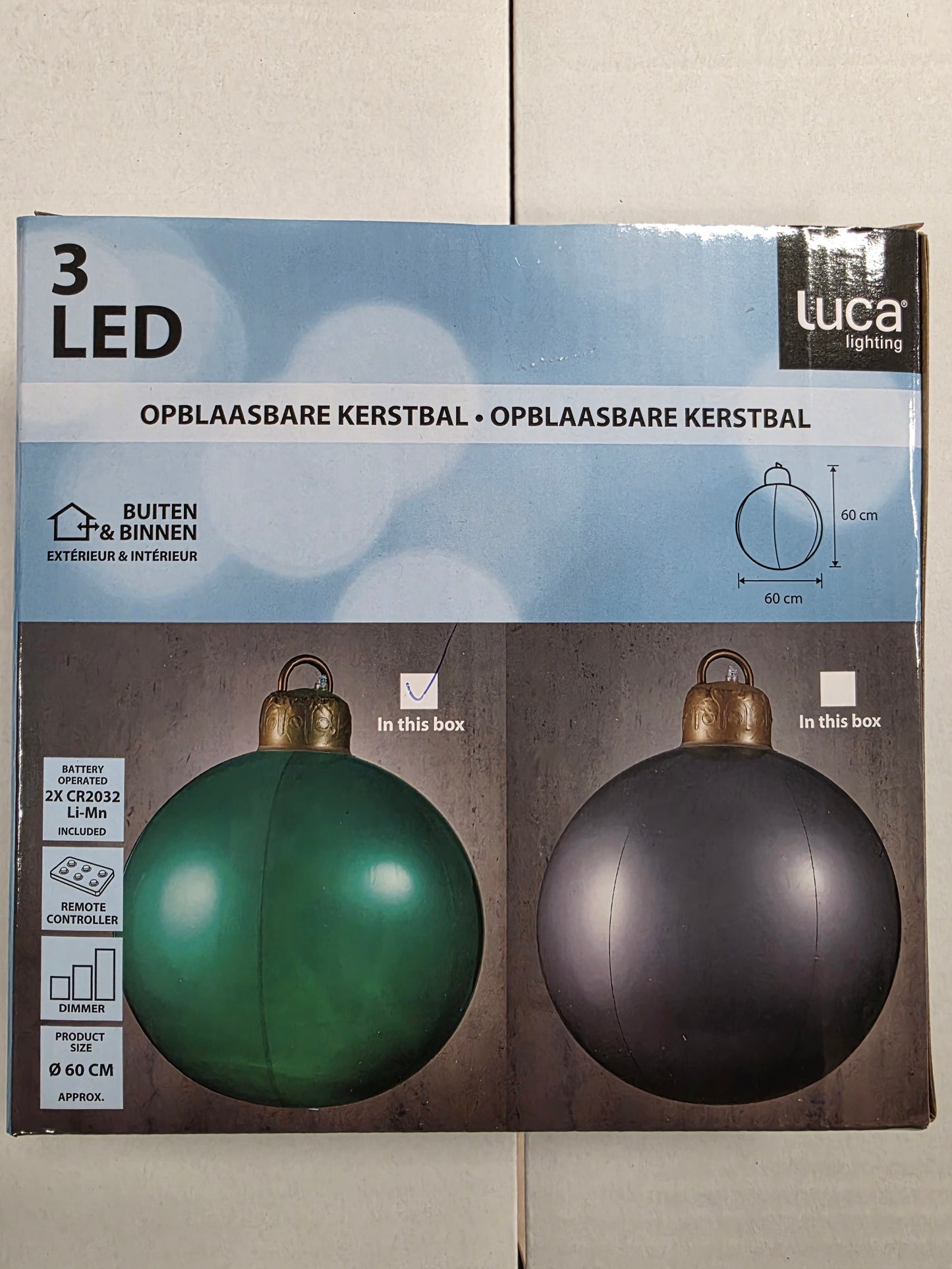 L E D Inflatable Bauble 60cm Green