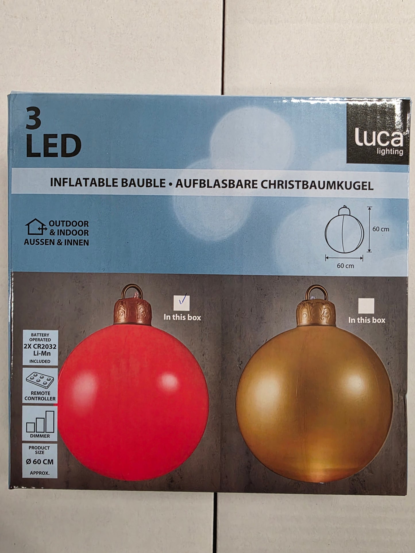L E D Inflatable Bauble 60cm Red