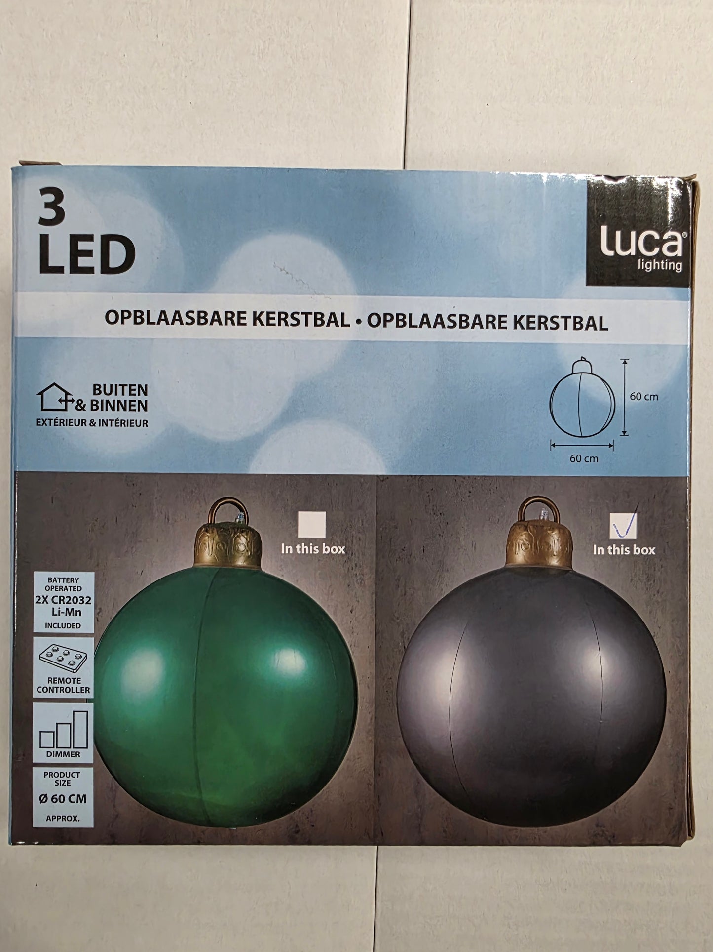 L E D Inflatable Bauble 60cm Silver