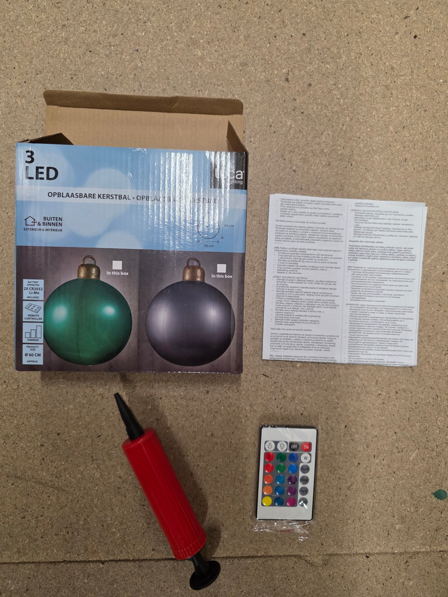 L E D Inflatable Bauble 60cm Red