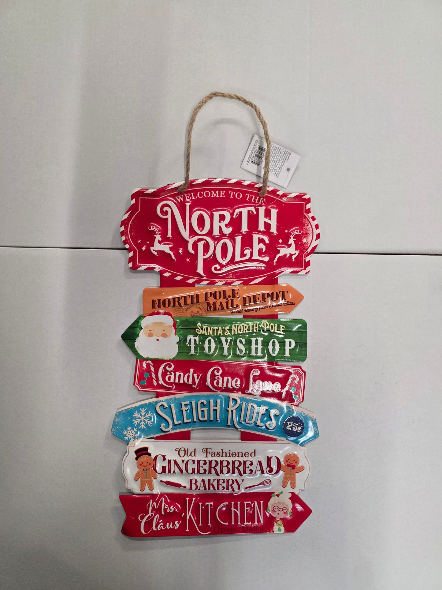 North Pole Directions Sign Metal 40x23cm