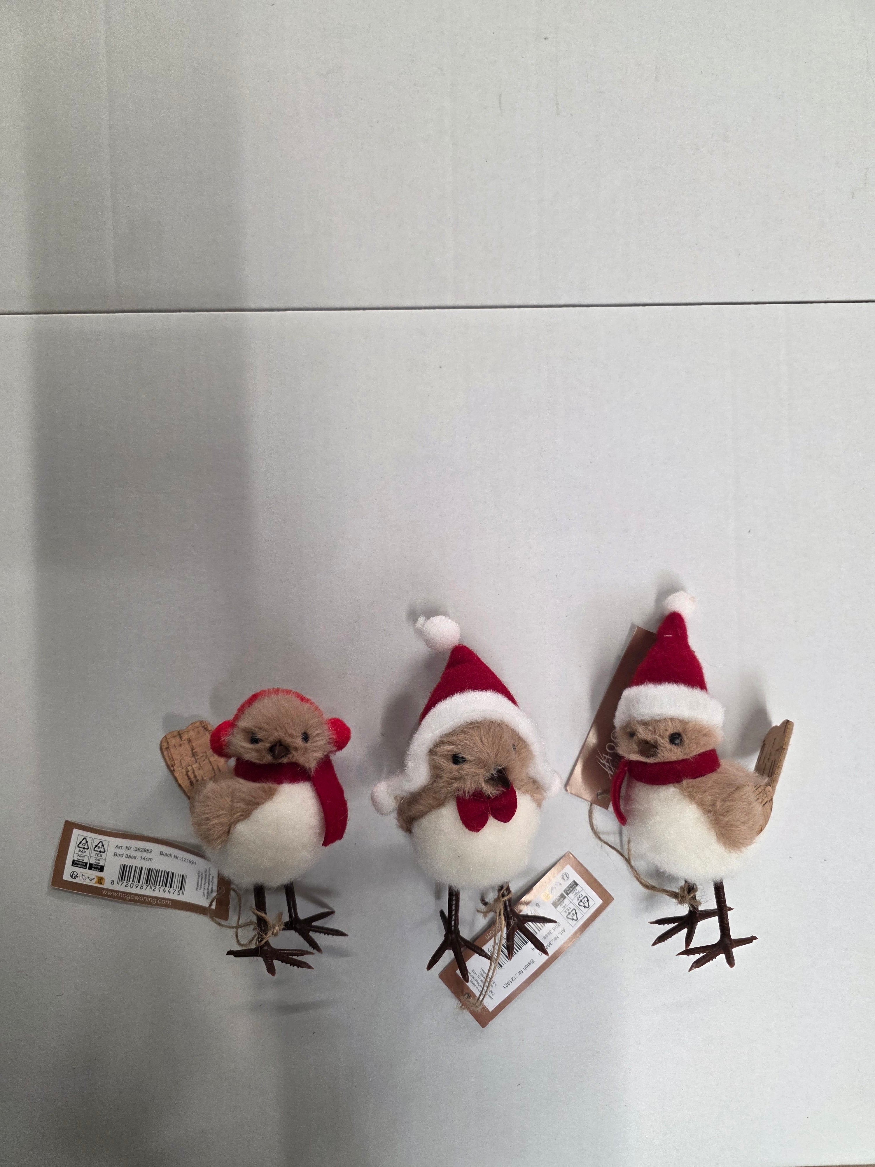 Robin Bird Christmas Assorted 14cm (PACK OF 3)
