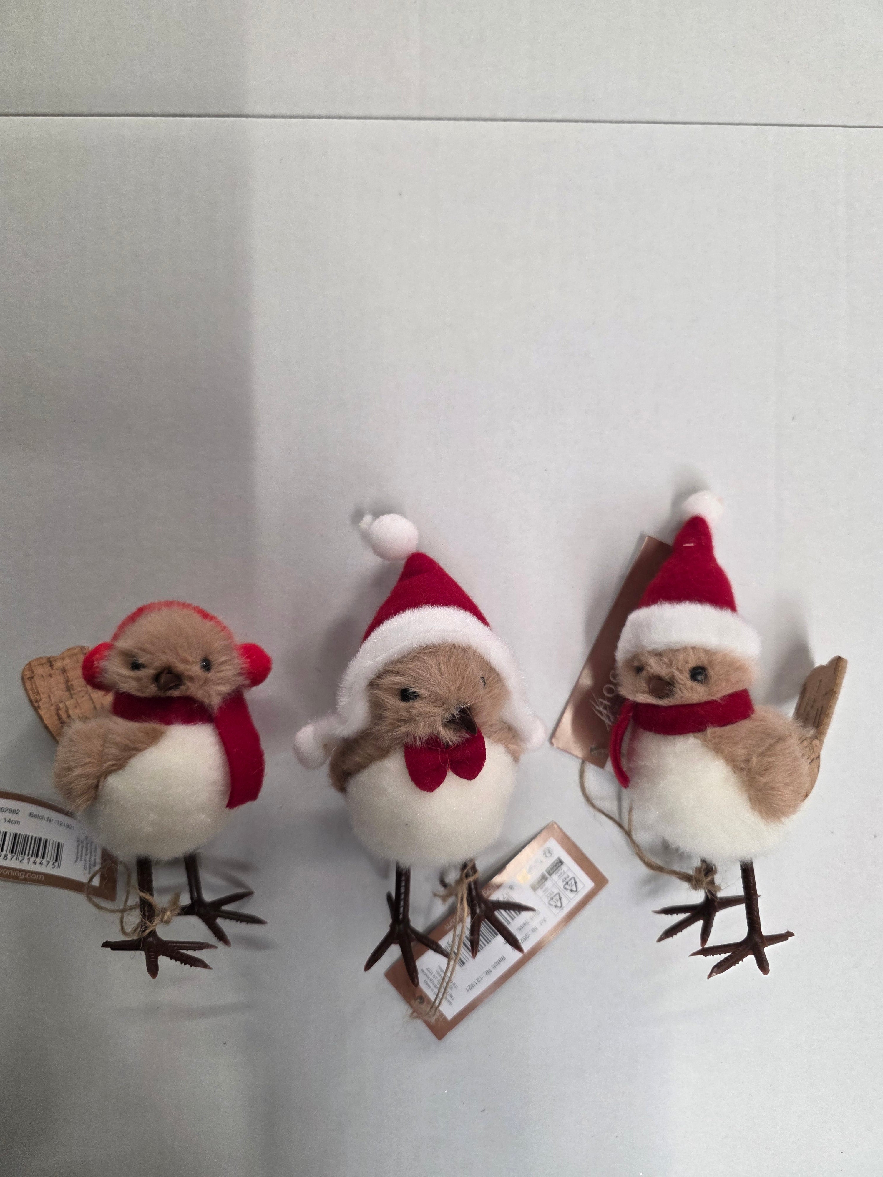 Robin Bird Christmas Assorted 14cm (PACK OF 3)