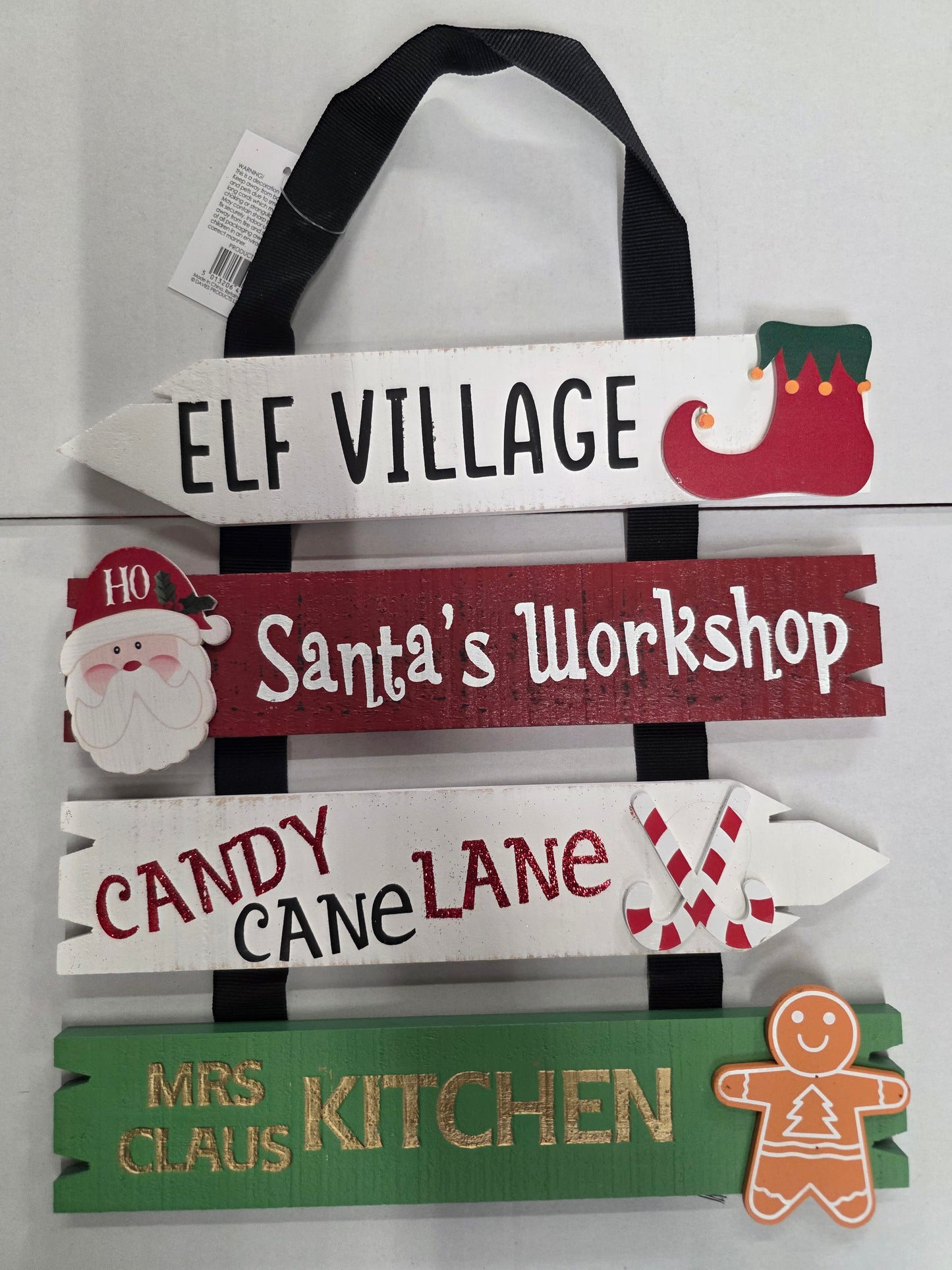Santa's Directions Wooden Hanger 40x28cm