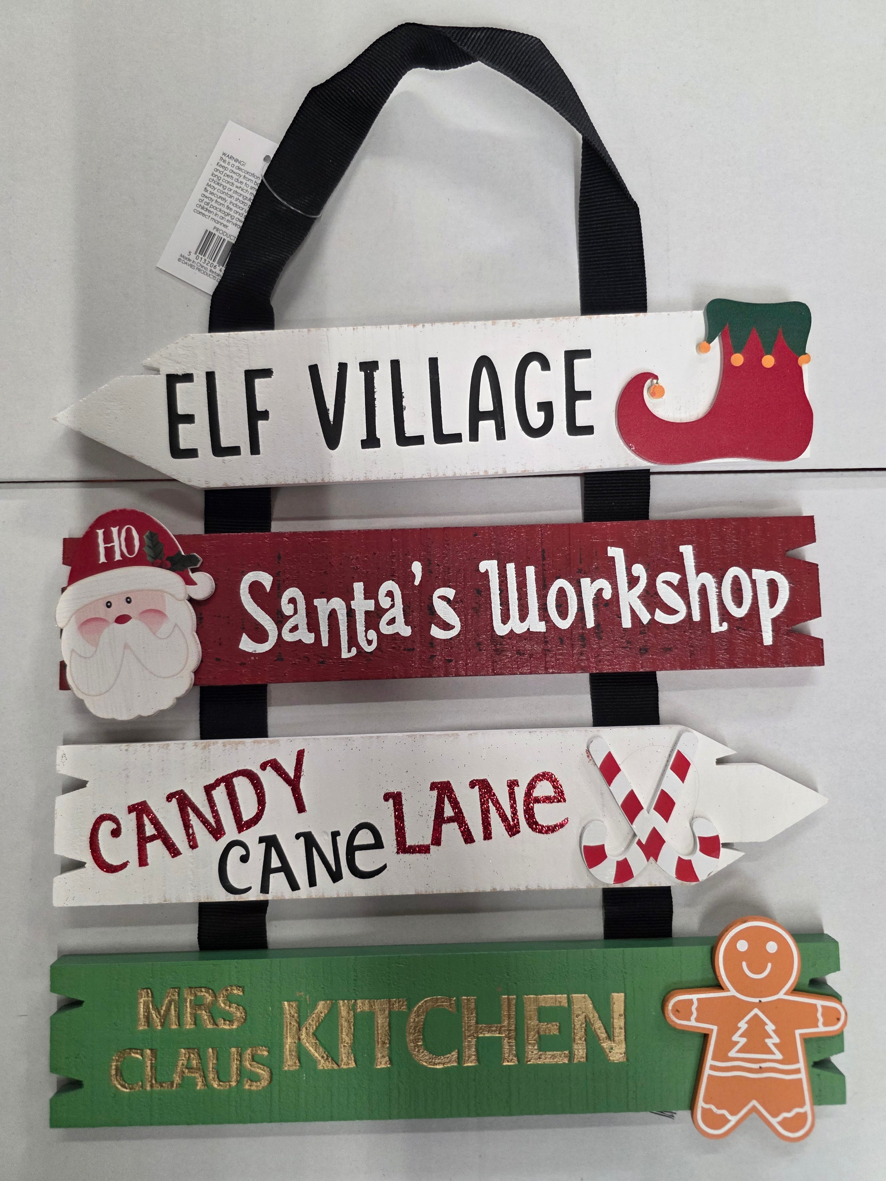 Santa's Directions Wooden Hanger 40x28cm