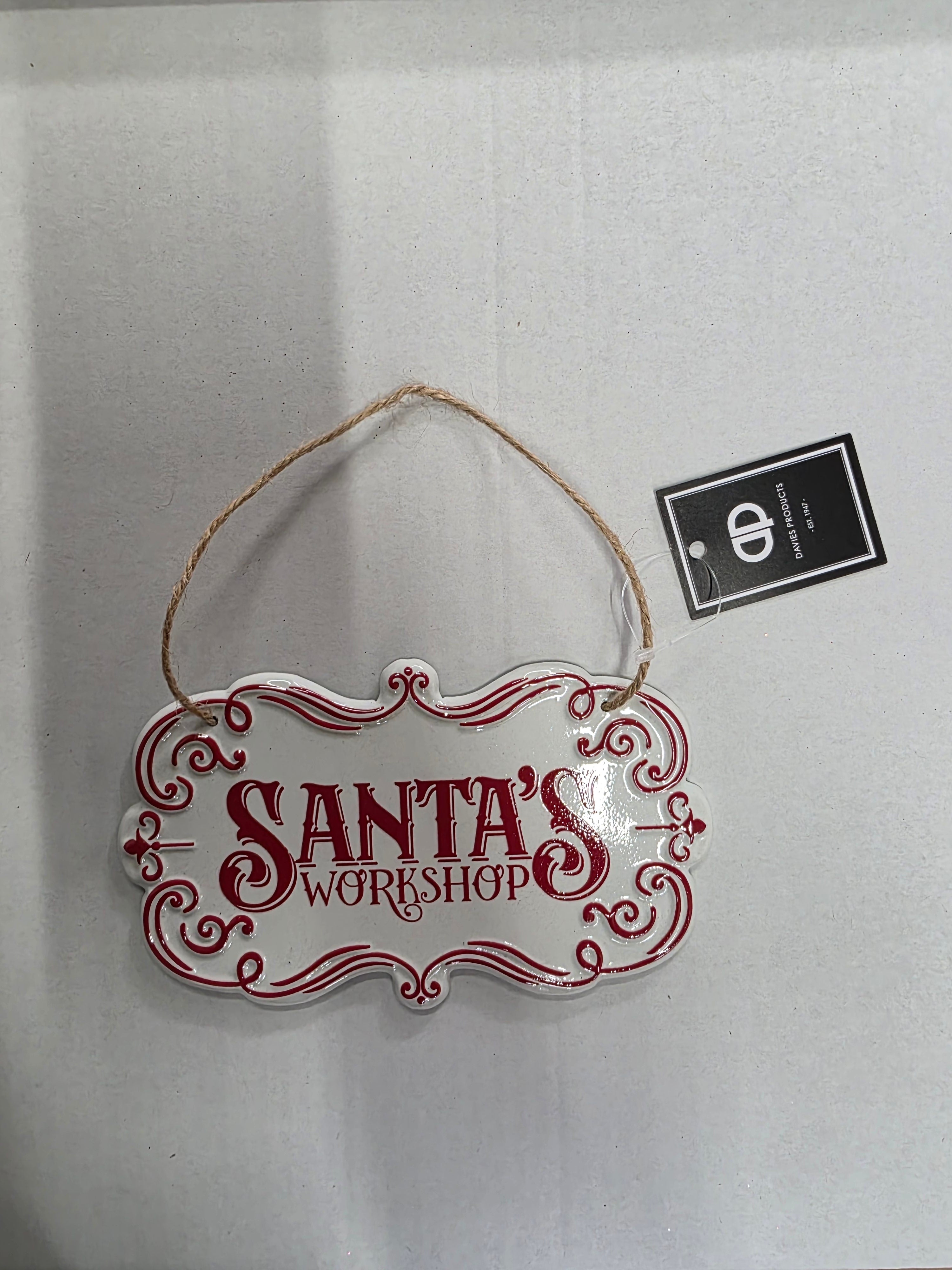 Santa's Workshop Metal Sign 18x10.5cm  (PACK OF 2)