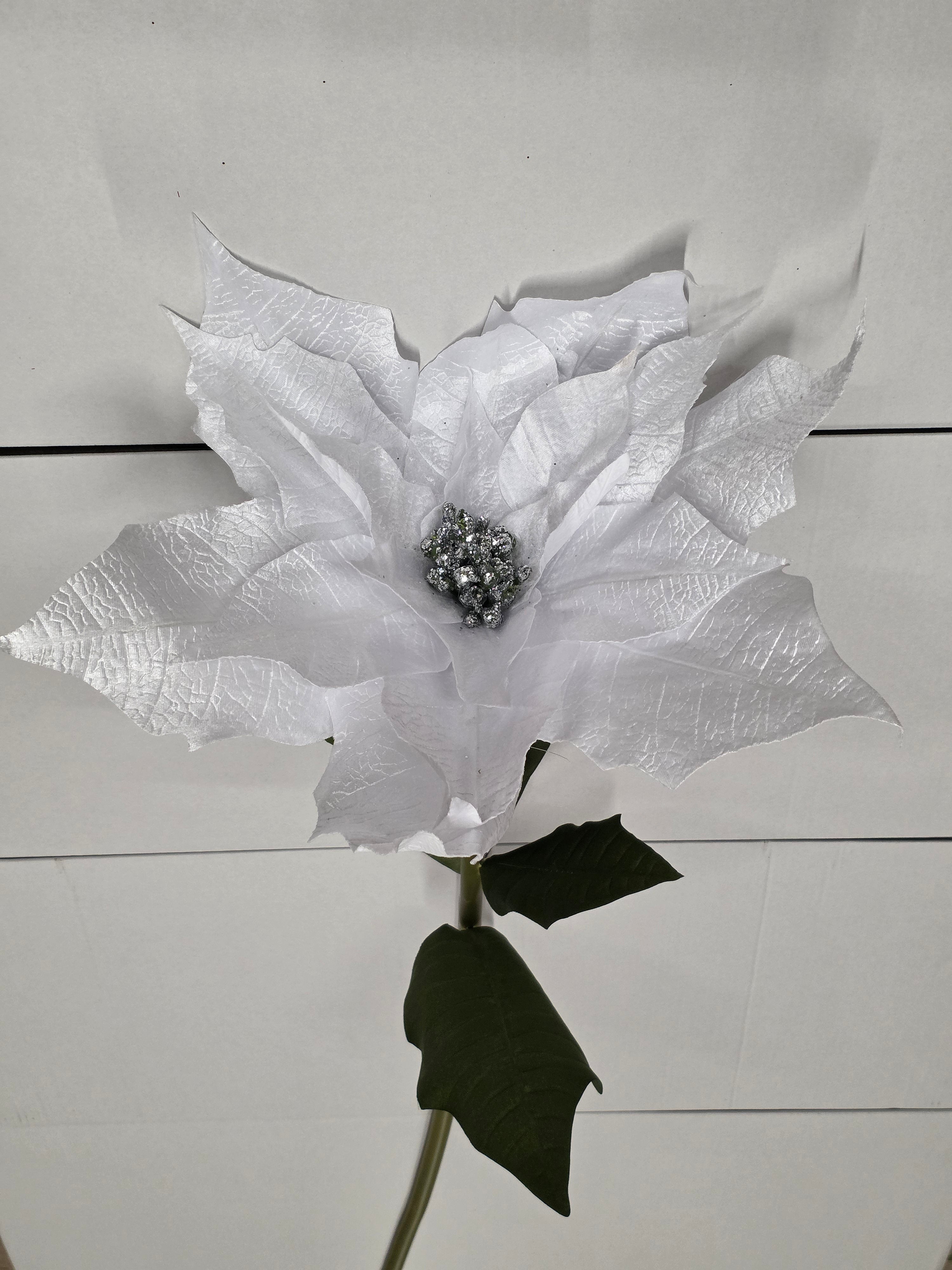 Giant Poinsettia Silver Velvet 135cm