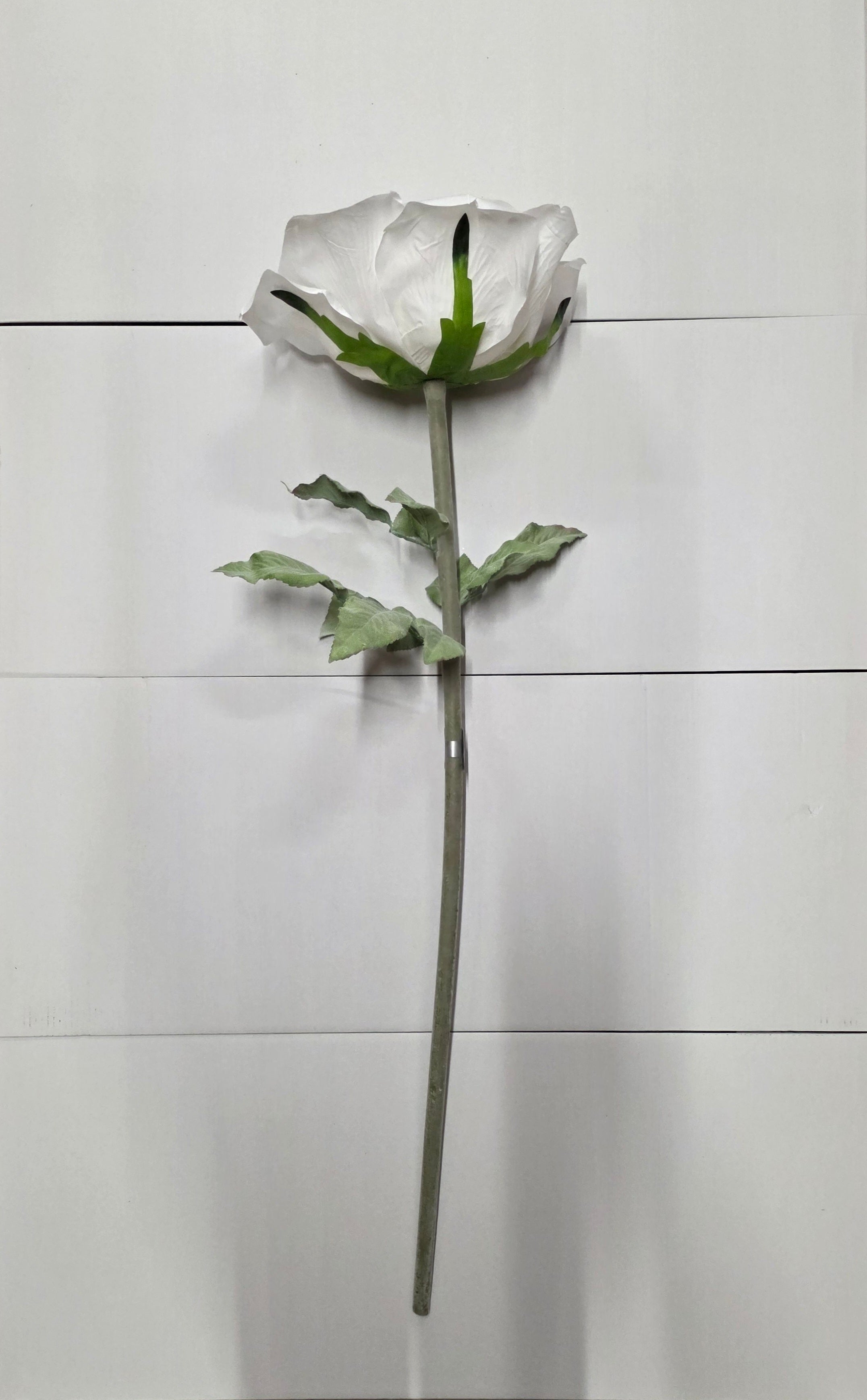 Artificial Giant Rose Frosted White 116cm