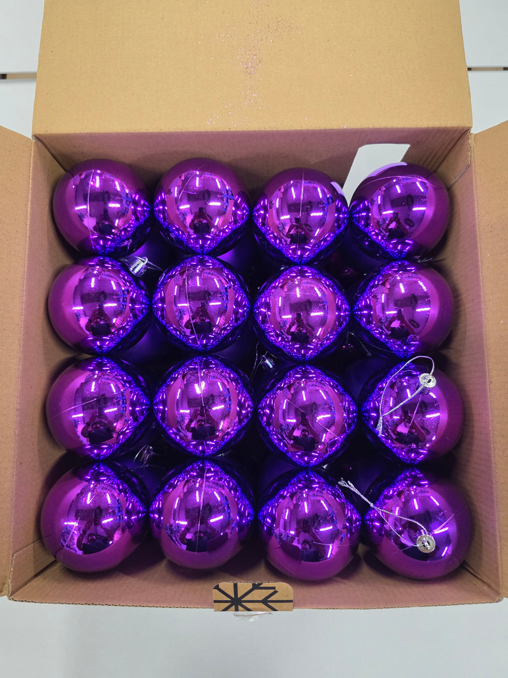 Bauble Plastic Purple 10cm Mix X48