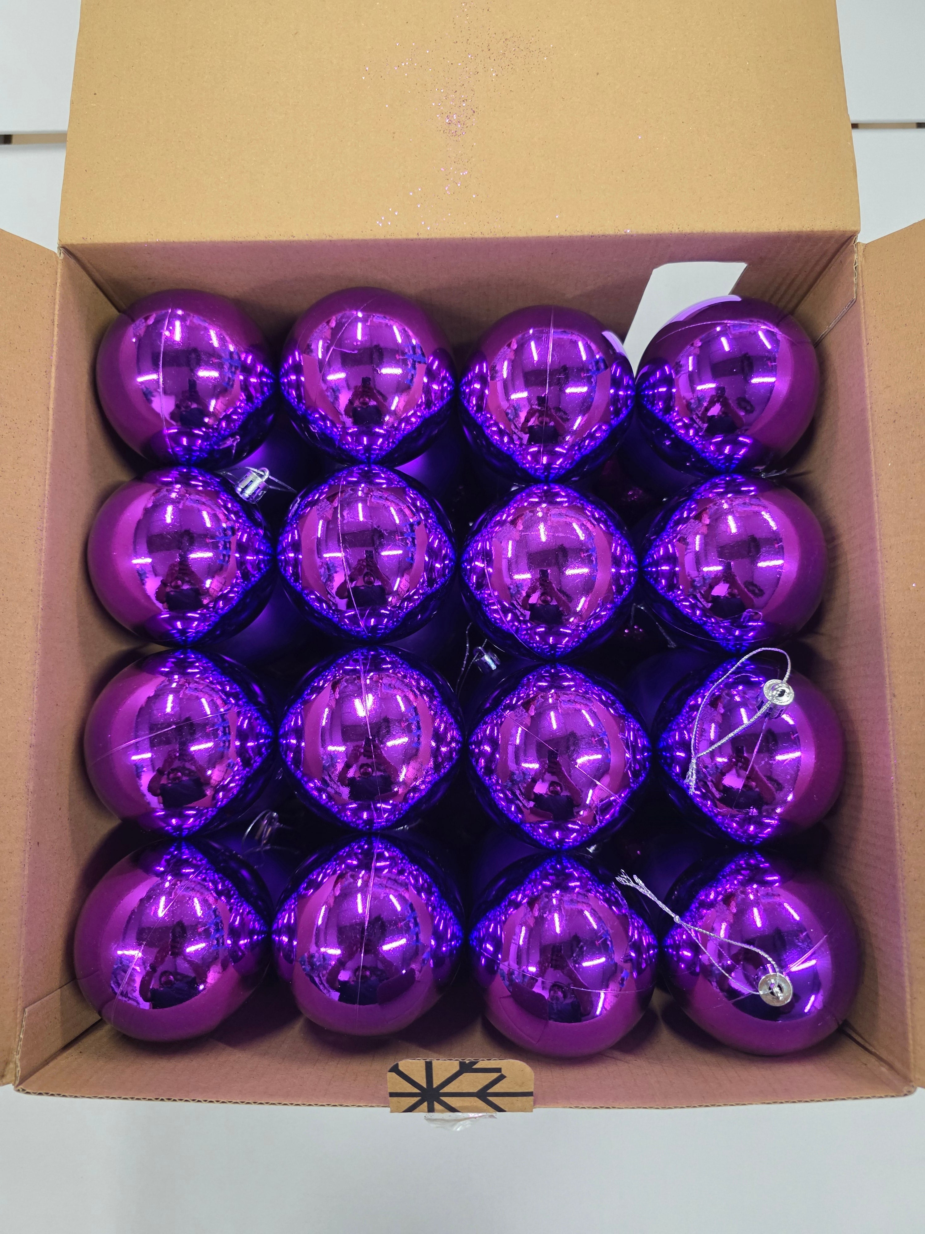 Bauble Plastic Purple 10cm Mix X48
