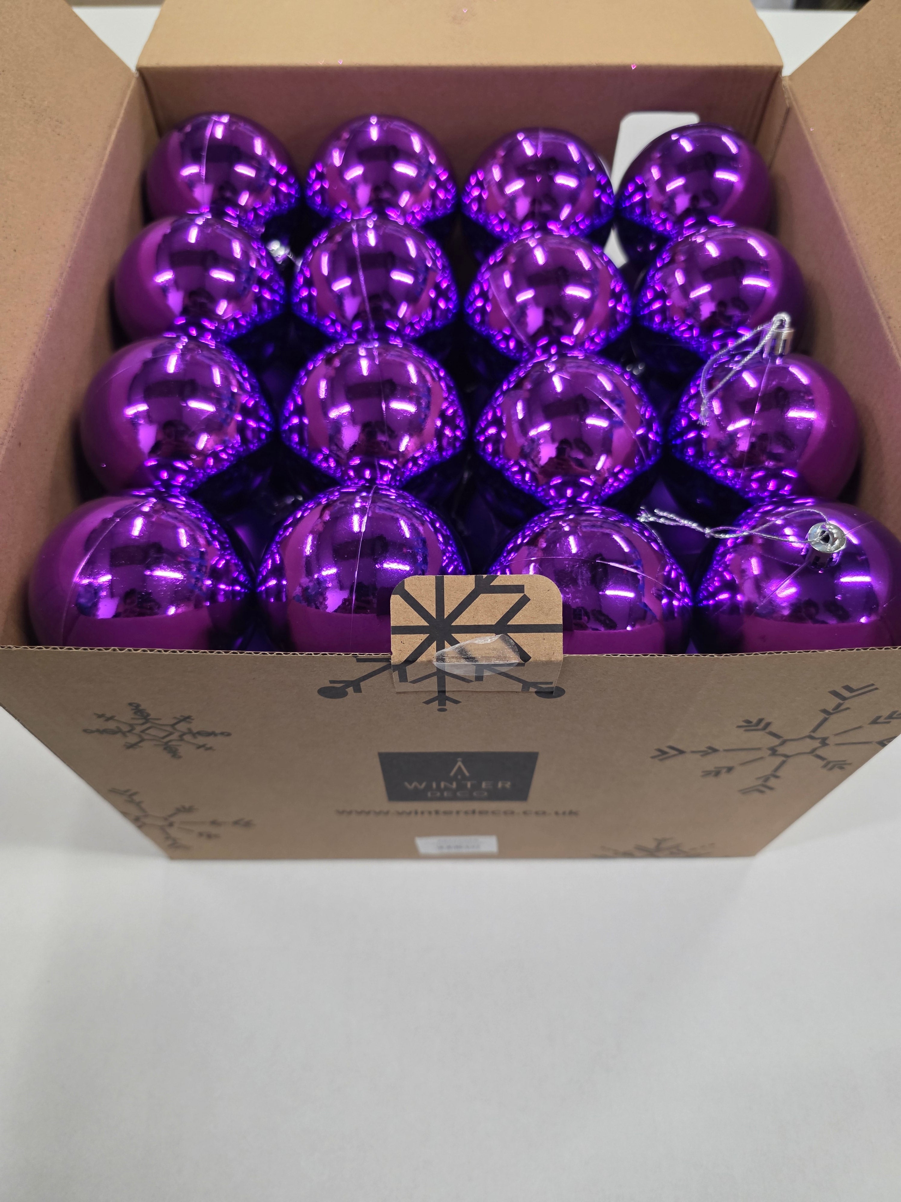 Bauble Plastic Purple 10cm Mix X48