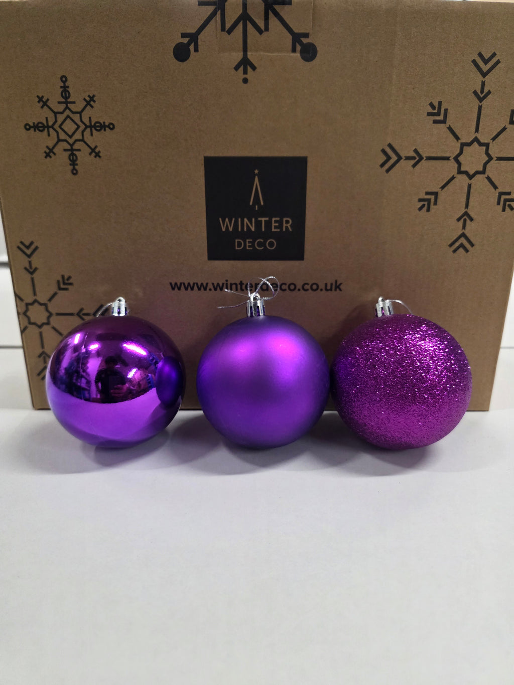 Bauble Plastic Purple 10cm Mix X48