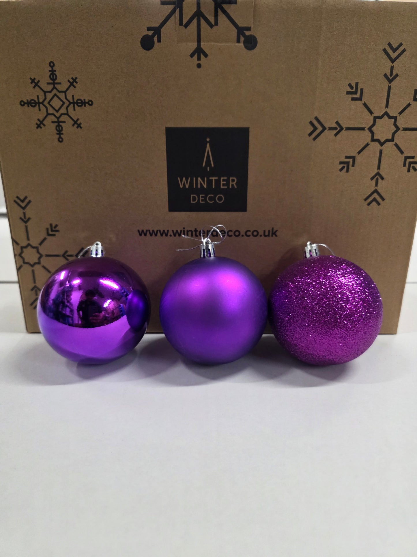 Plastic Baubles Purple 10cm Mix X48