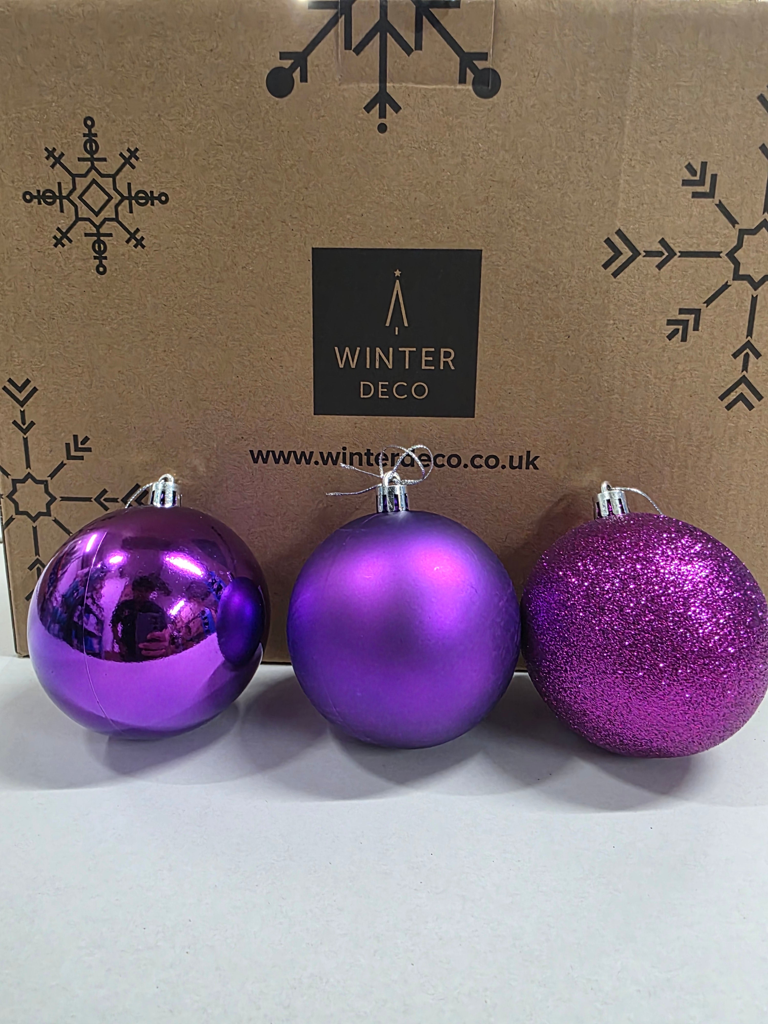 Bauble Plastic Purple 10cm Mix X48
