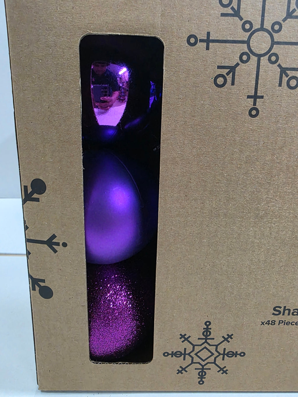 Bauble Plastic Purple 10cm Mix X48