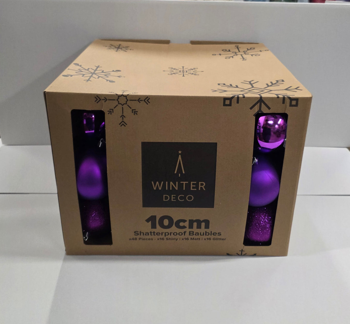 Plastic Baubles Purple 8cm Mix X48