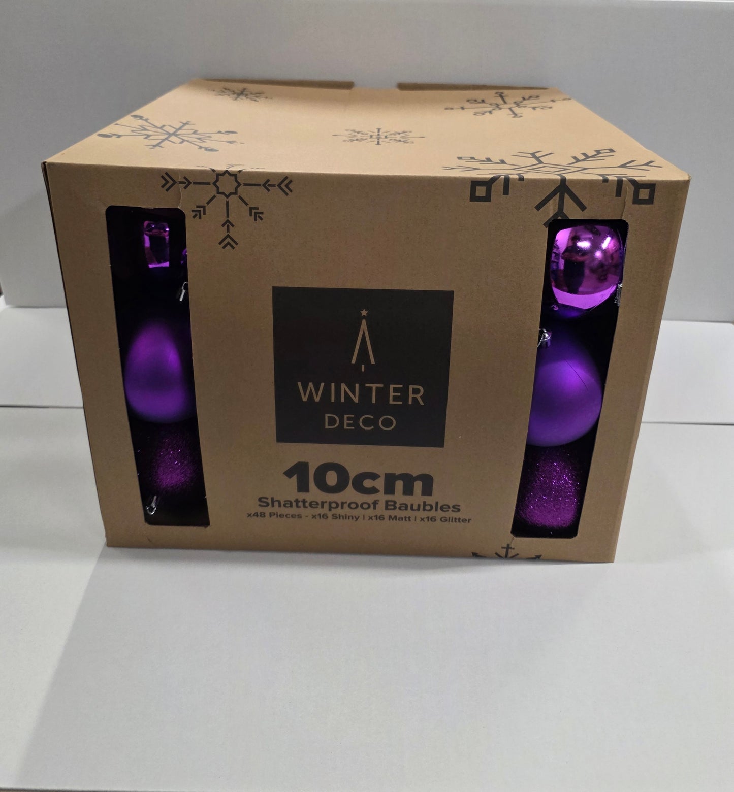 Plastic Baubles Purple 8cm Mix X48