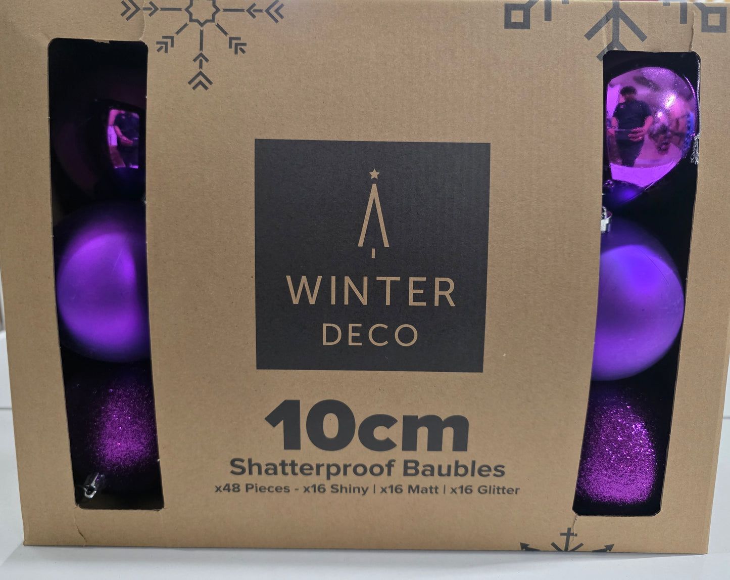 Plastic Baubles Purple 8cm Mix X48