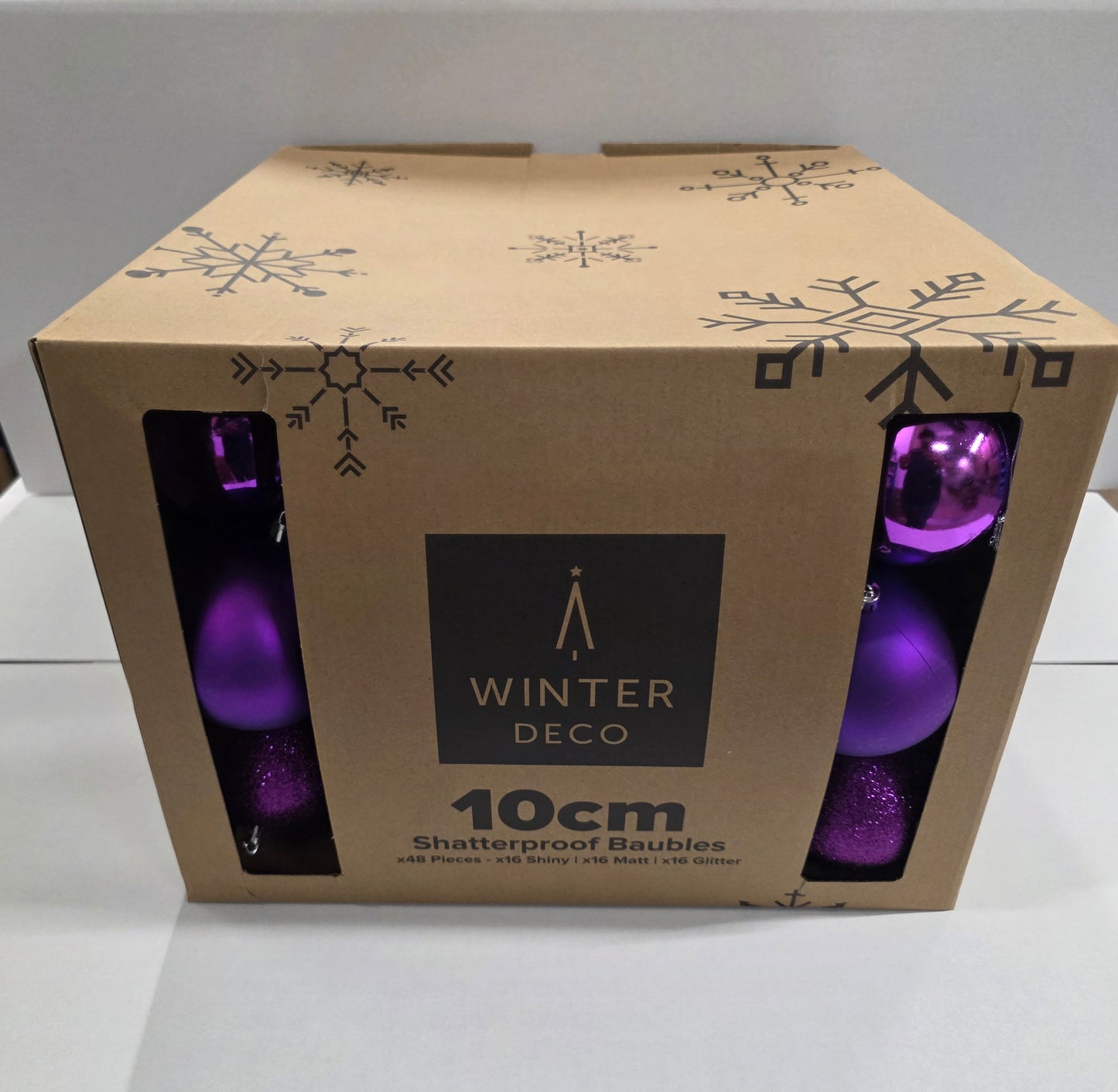 Plastic Baubles Purple 8cm Mix X48