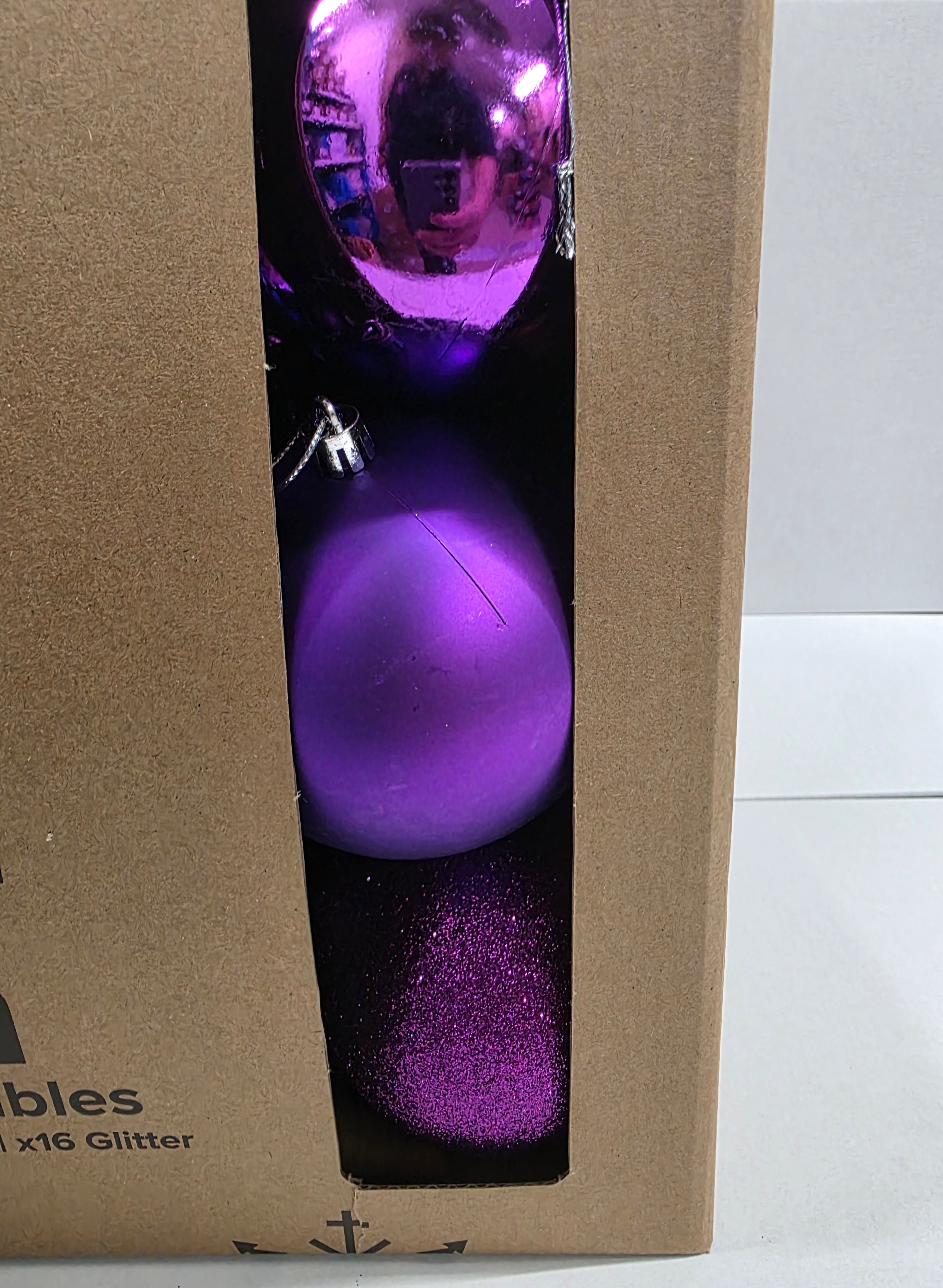 Plastic Baubles Purple 8cm Mix X48
