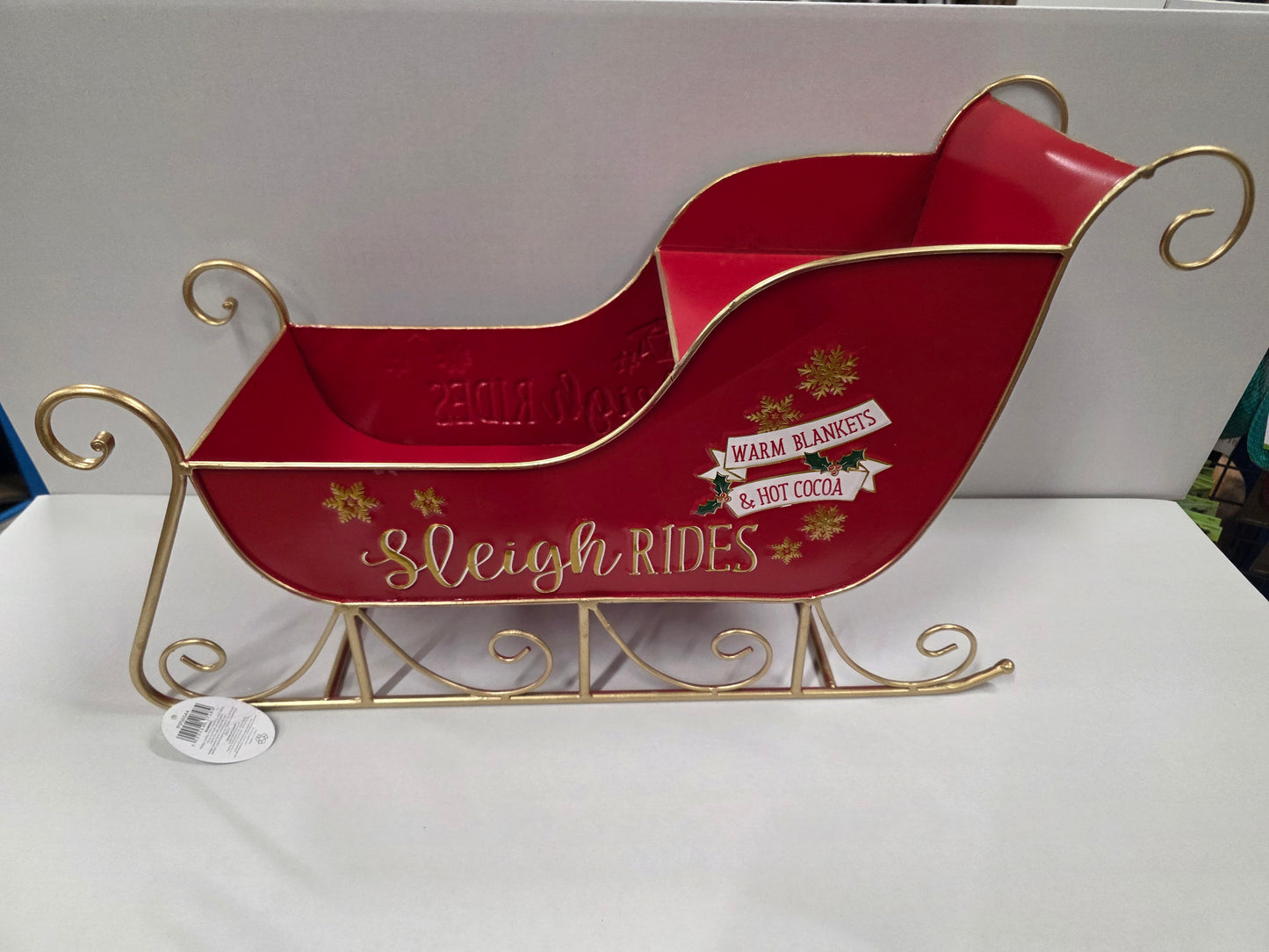 Display Metal Sleigh Red / Gold 56cm