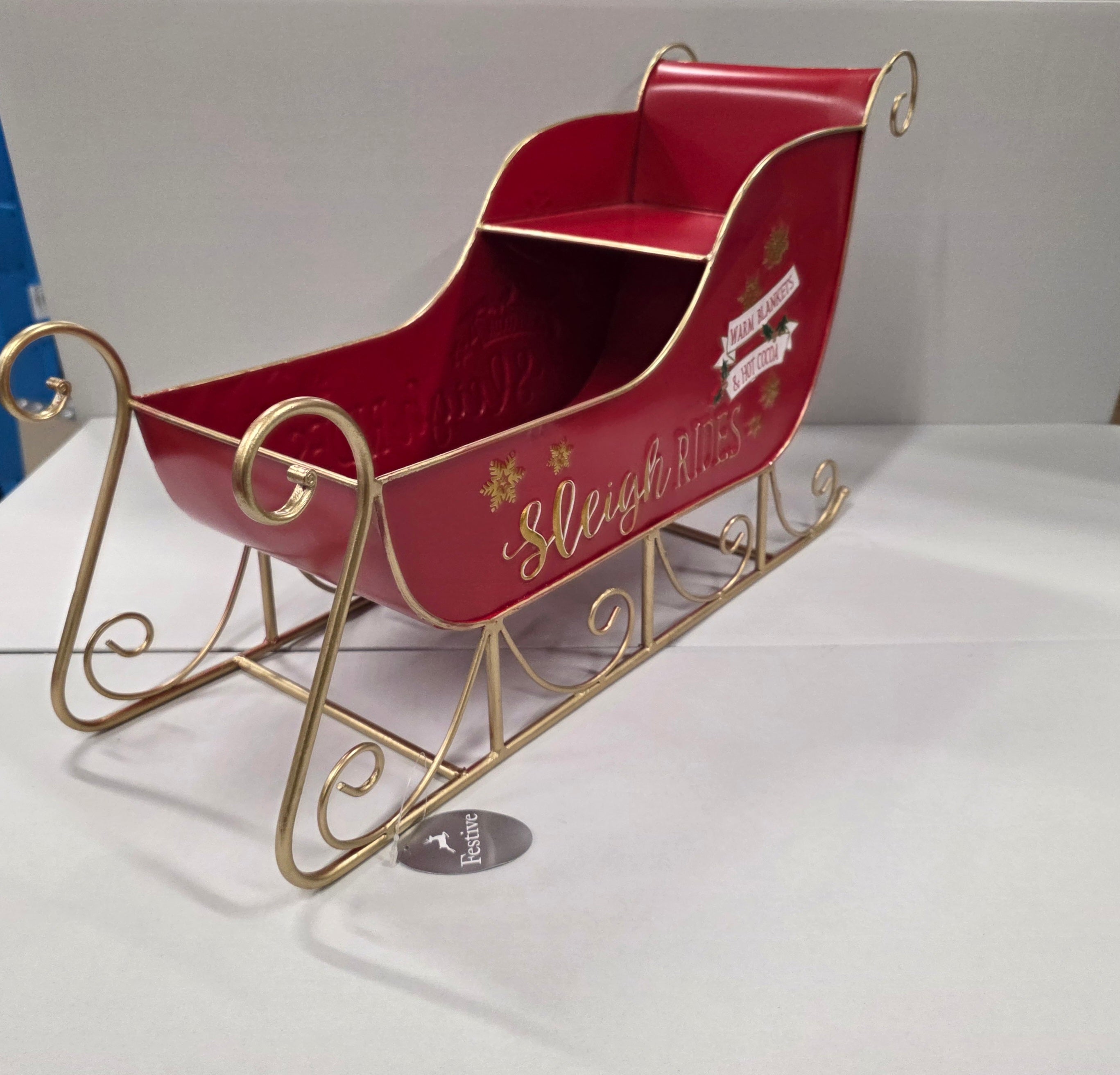 Display Metal Sleigh Red / Gold 56cm