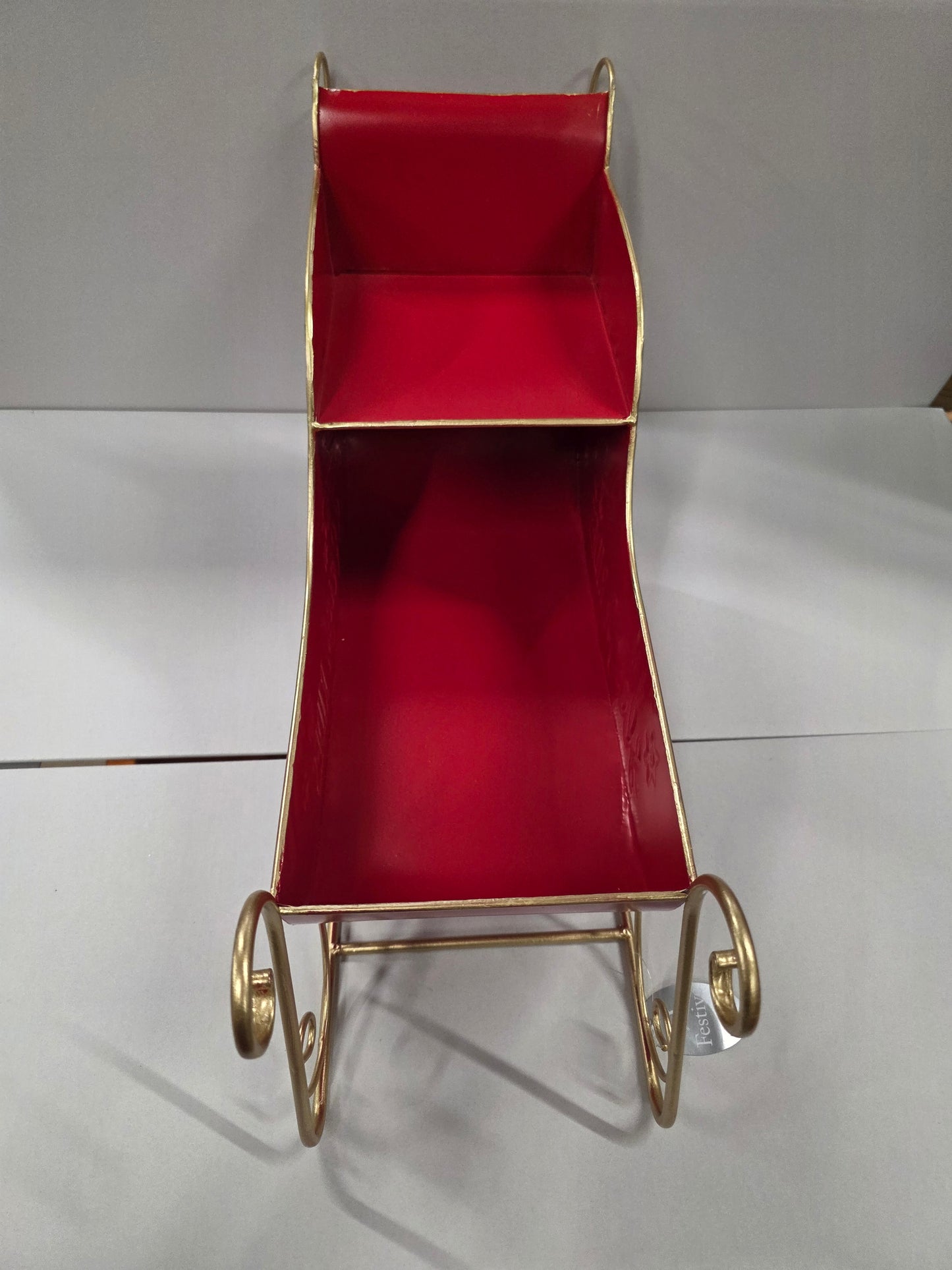 Display Metal Sleigh Red / Gold 56cm