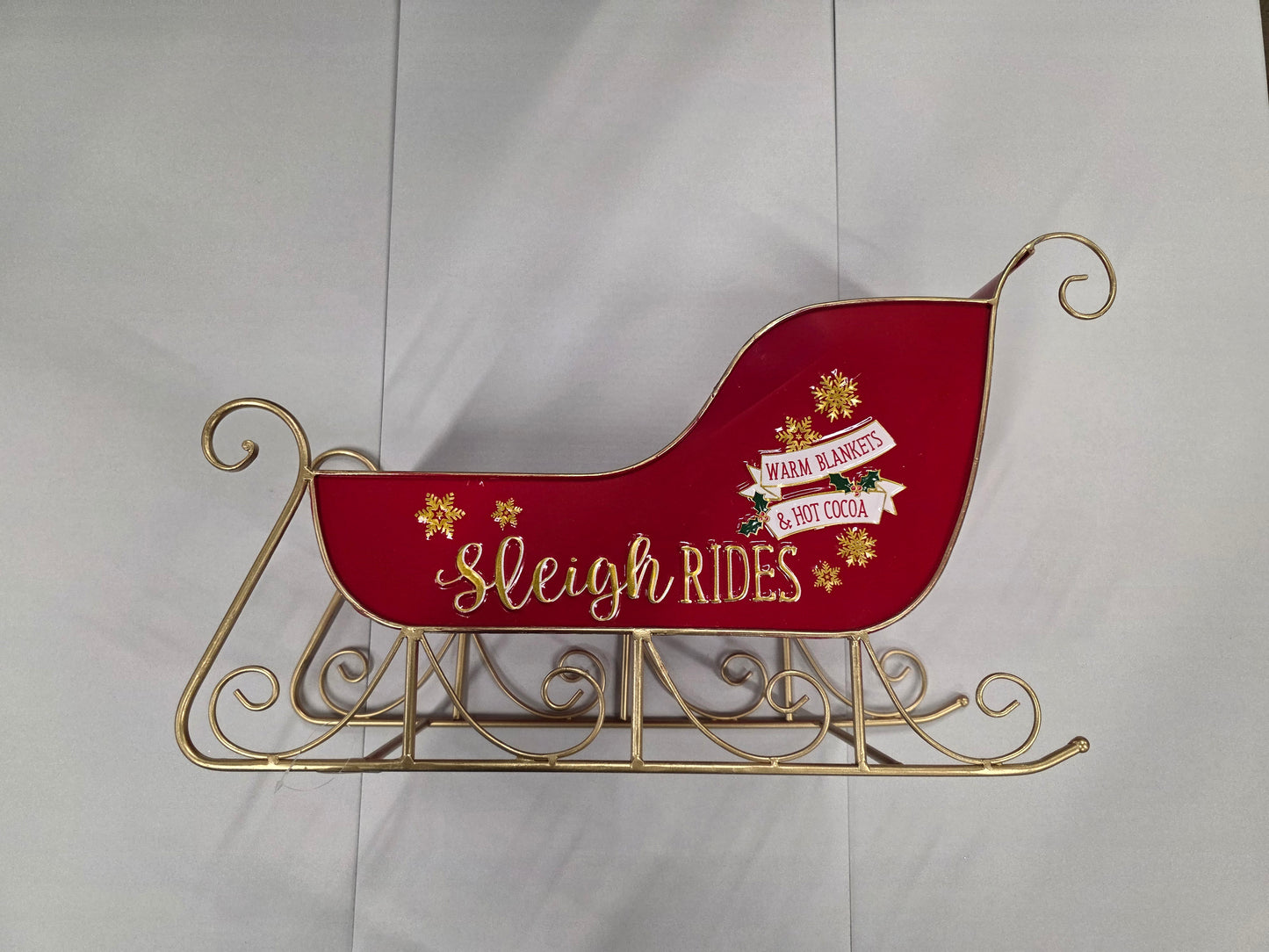 Display Metal Sleigh Red / Gold 56cm