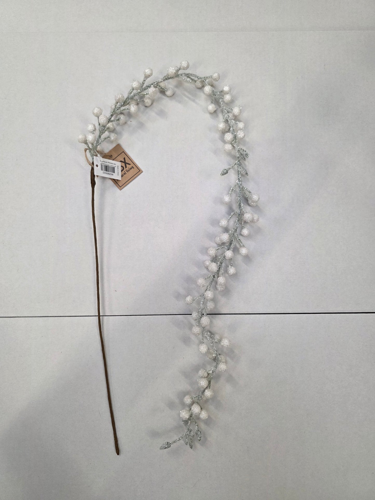 Garland Stem Berry Glitter White 100cm  (PACK OF 2)