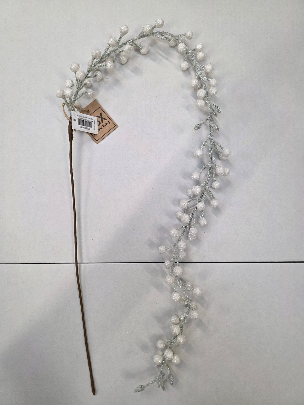 Garland Stem Berry Glitter White 100cm  (PACK OF 2)