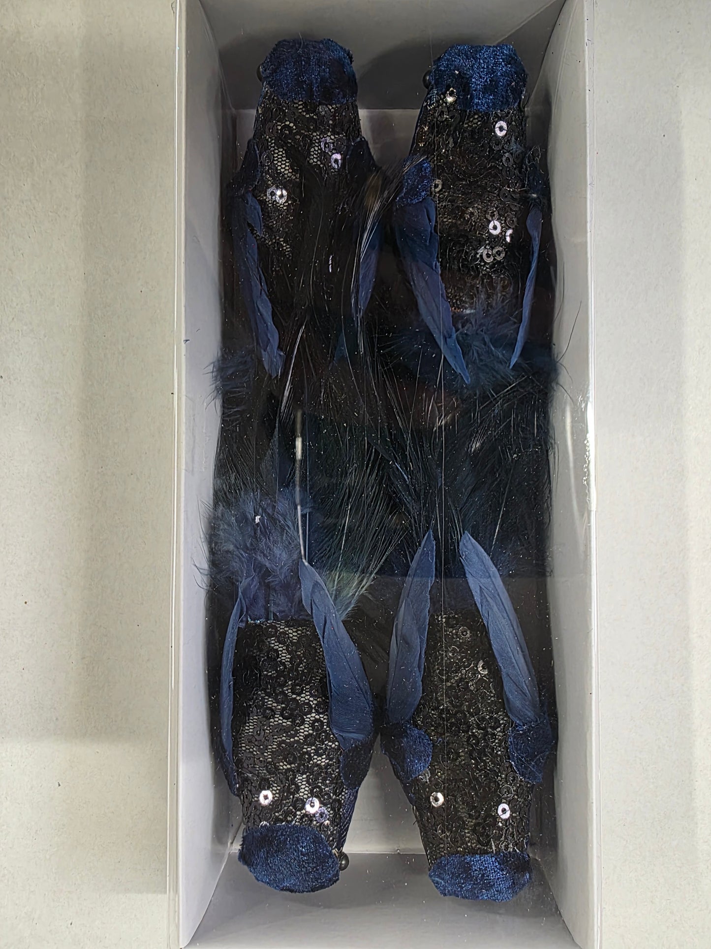 Fabric Bird Clips Blue 17cm X4