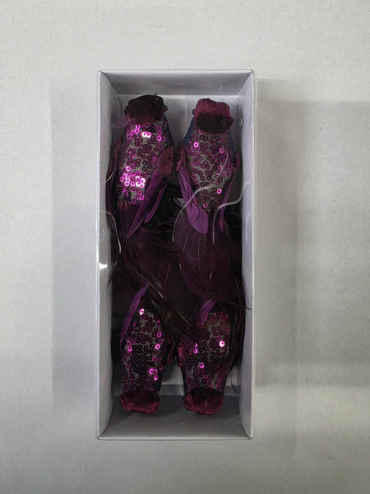 Fabric Bird Clips Purple 17cm X4