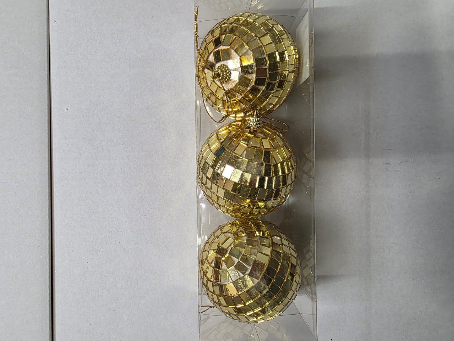 Bauble Mirror Ball X3 Gold 8cm