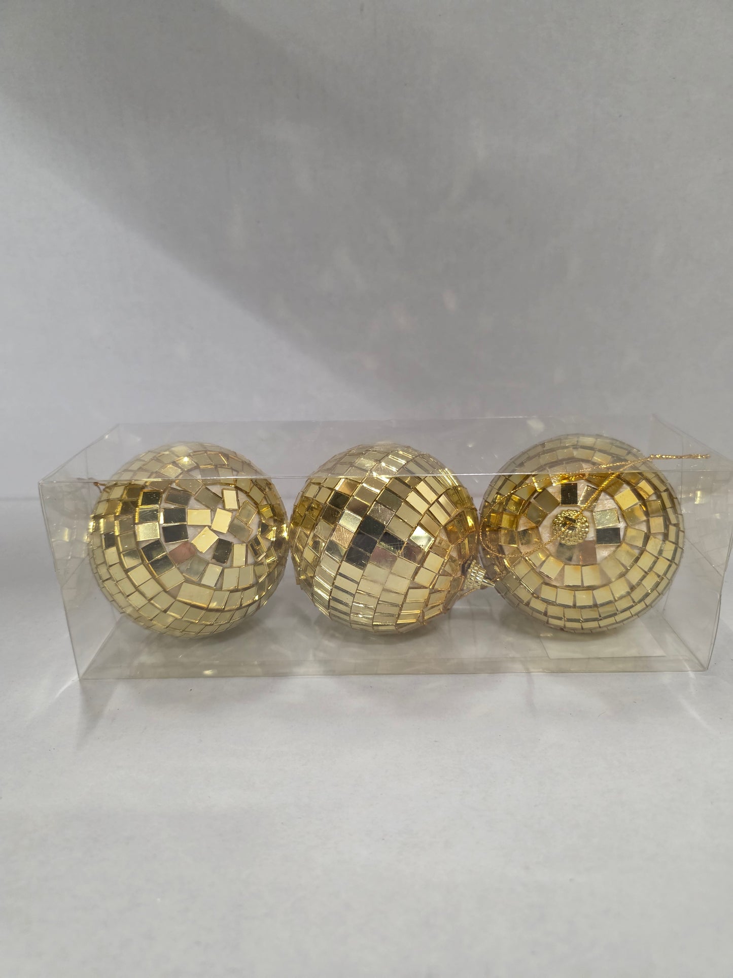 Bauble Mirror Ball X3 Gold 8cm