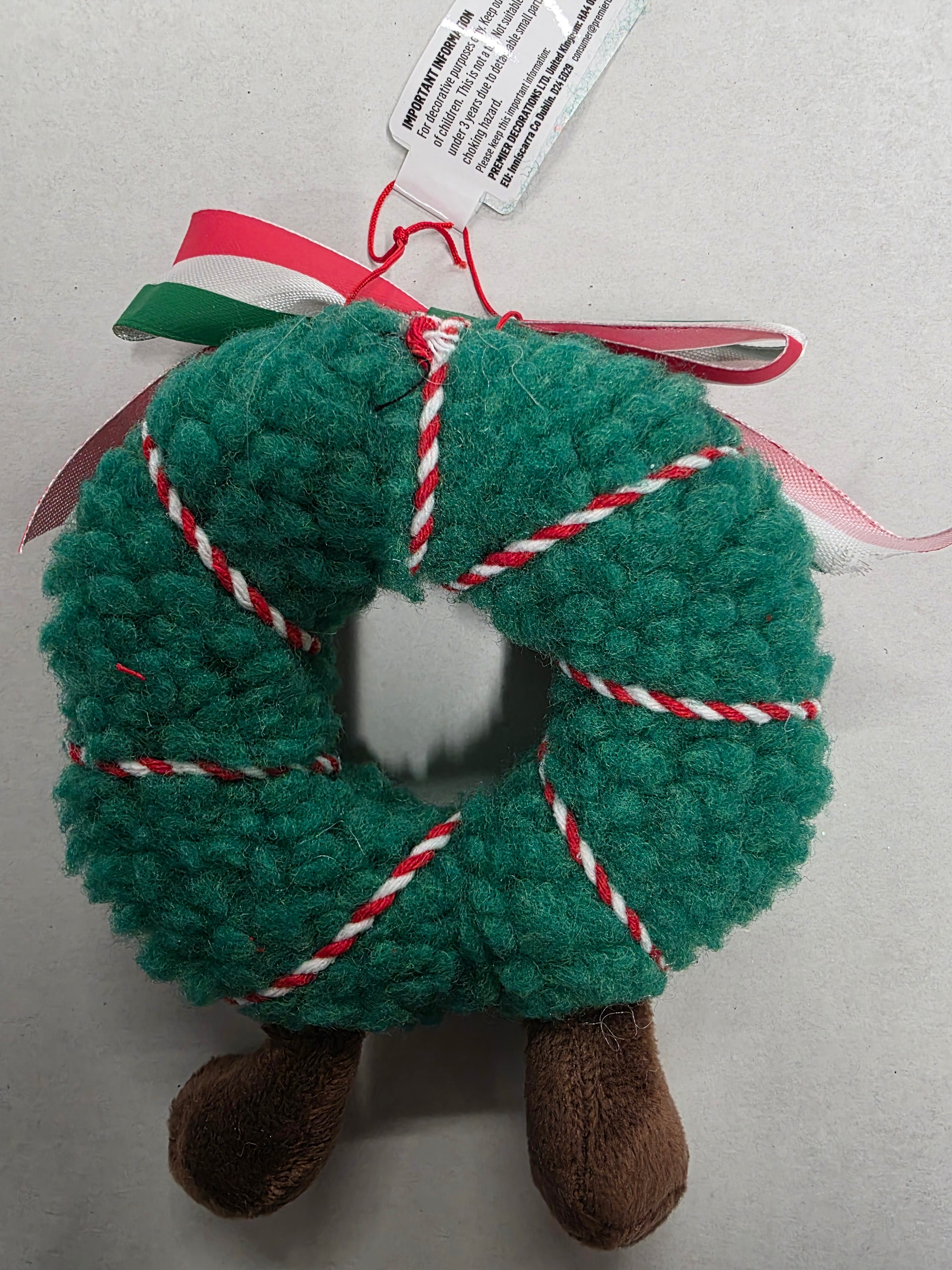 Hanging Plush Christmas Wreath 15cm