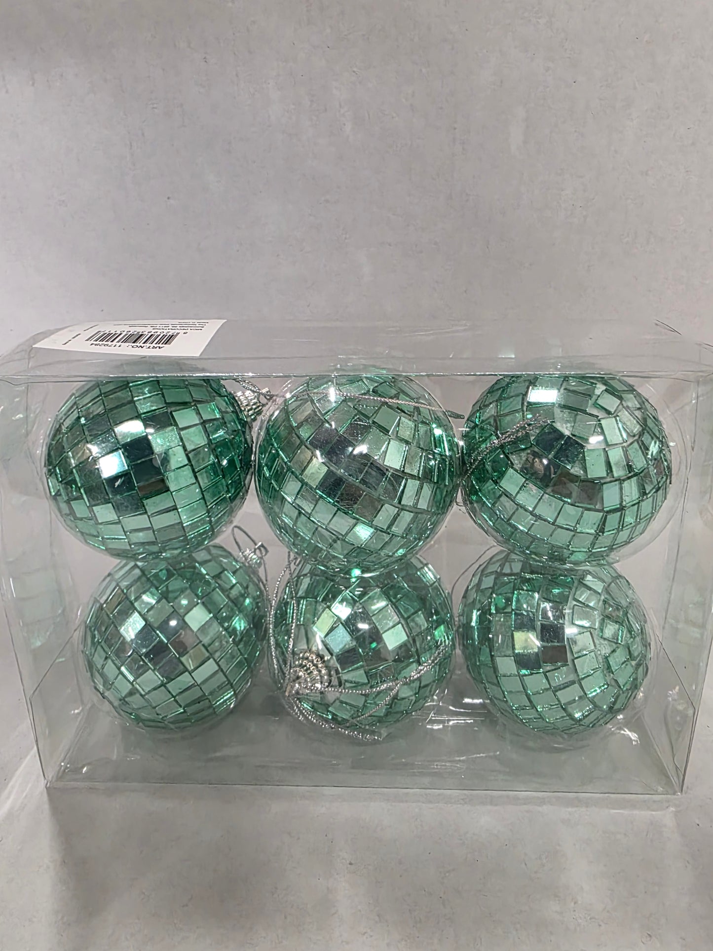 Bauble Mirror Ball Turq 6cm X6