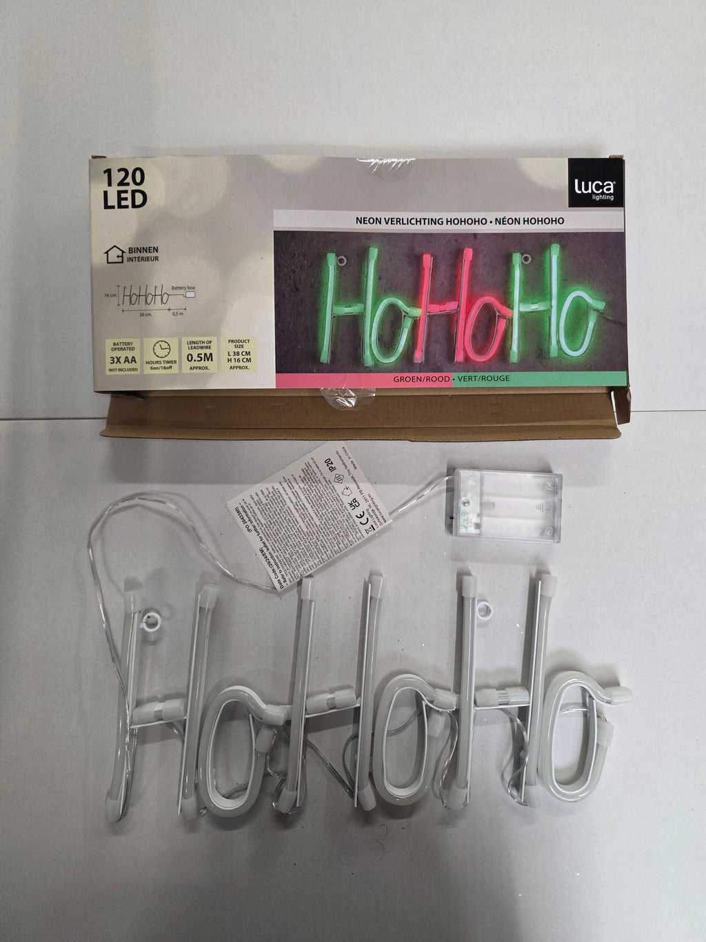Neon Ho Ho Ho Sign Green Red