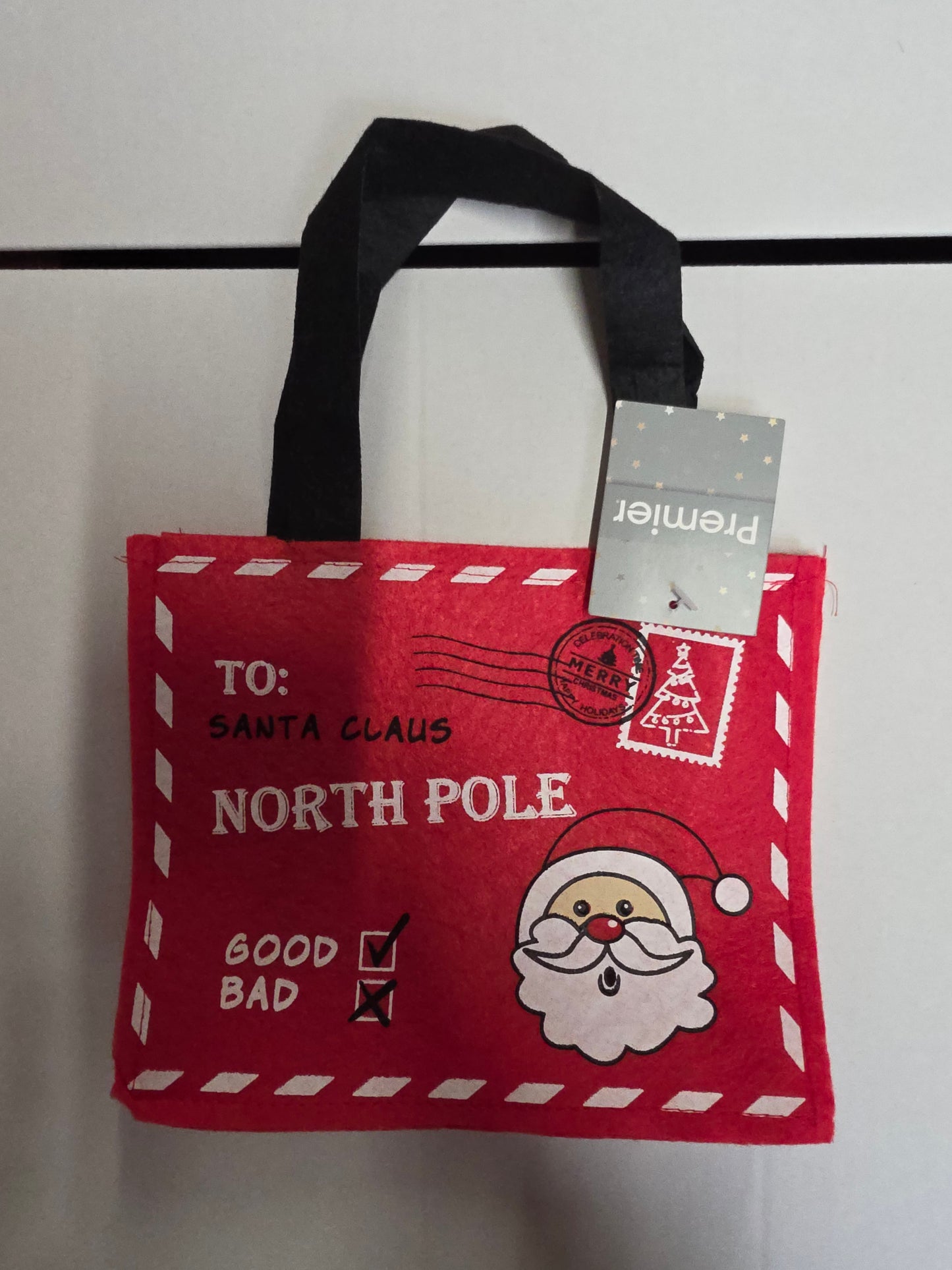 Christmas Felt Bag Assort Elf Santa 20cm  (PACK OF 2)