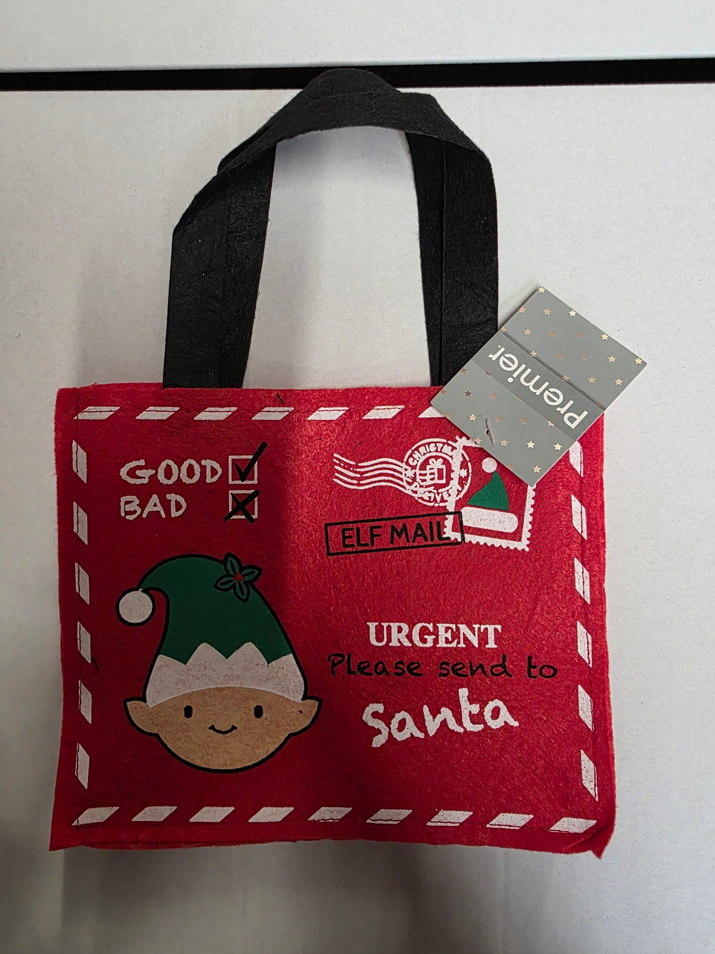 Christmas Felt Bag Assort Elf Santa 20cm  (PACK OF 2)
